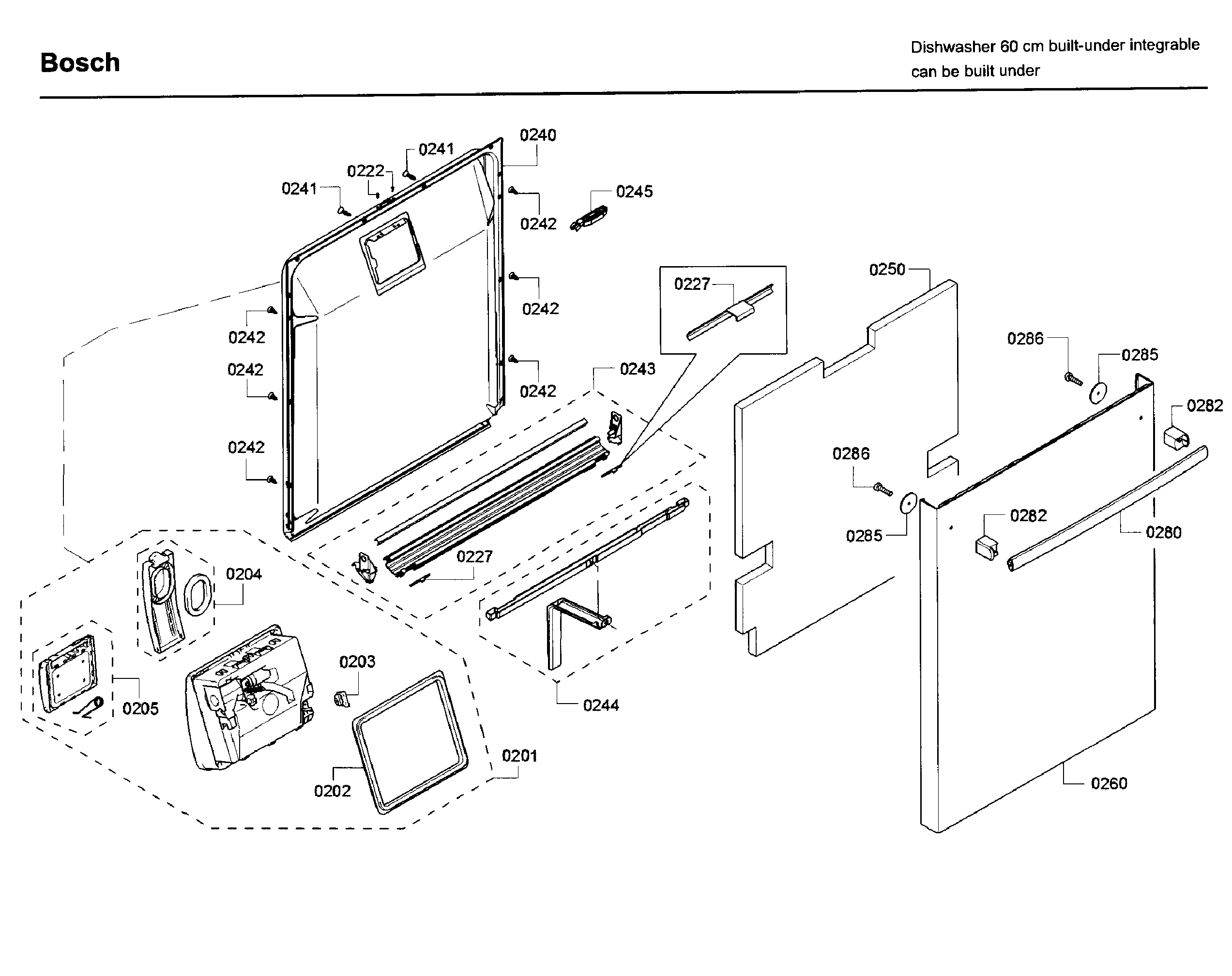Bosch model SHX68T55UC/09 dishwasher genuine parts