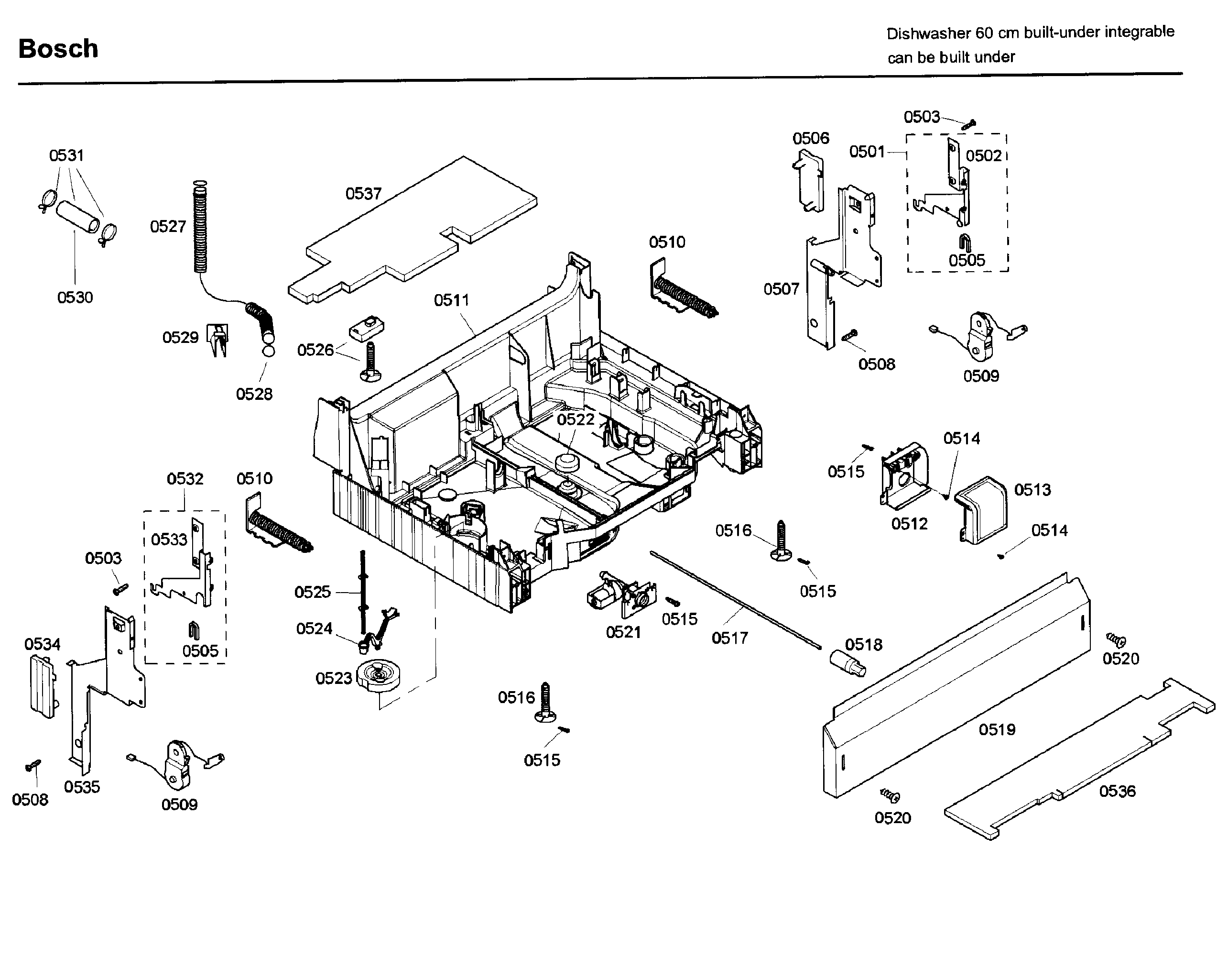 Bosch model SHX46A05UC/43 dishwasher genuine parts