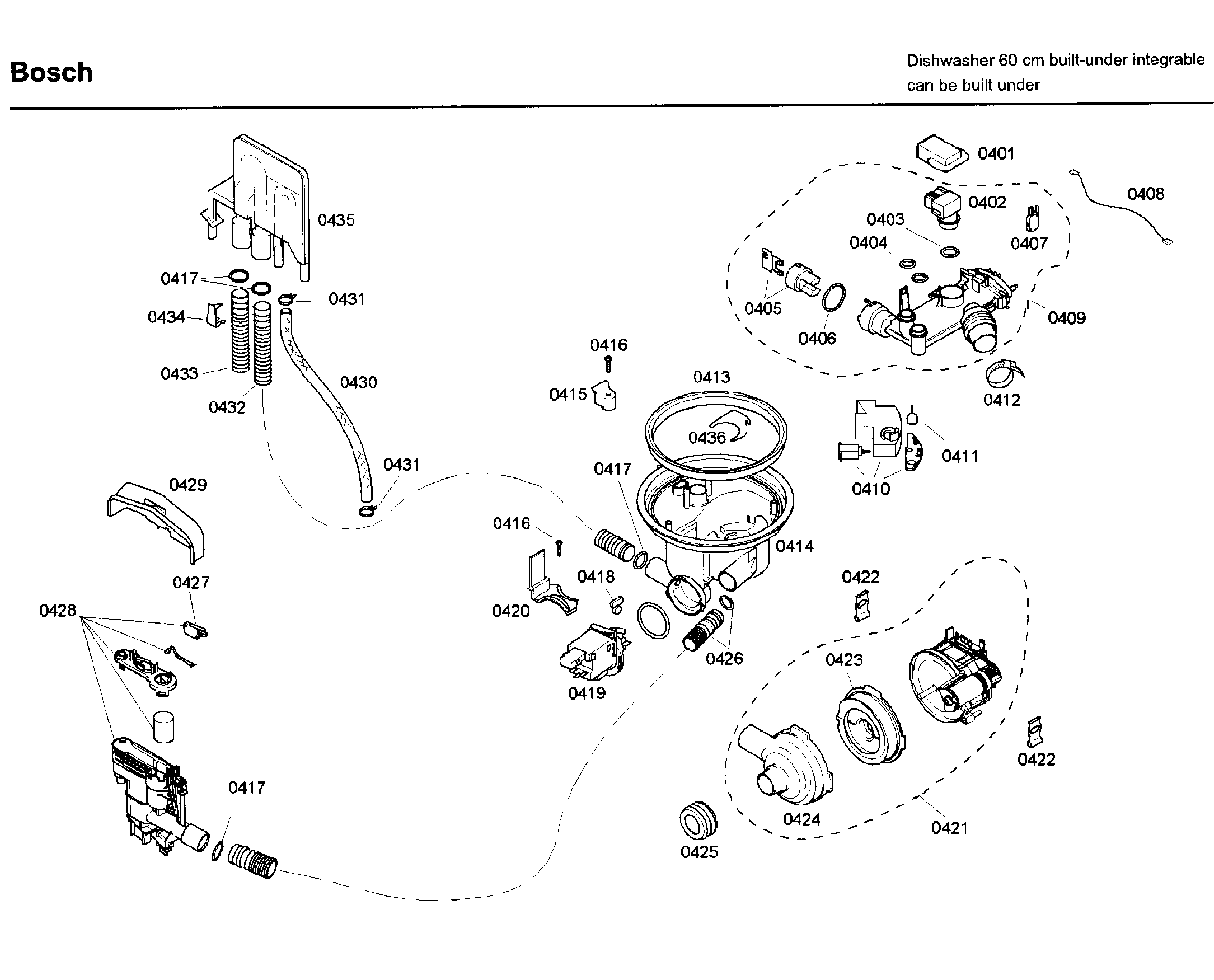 Bosch model SHX46A05UC/30 dishwasher genuine parts