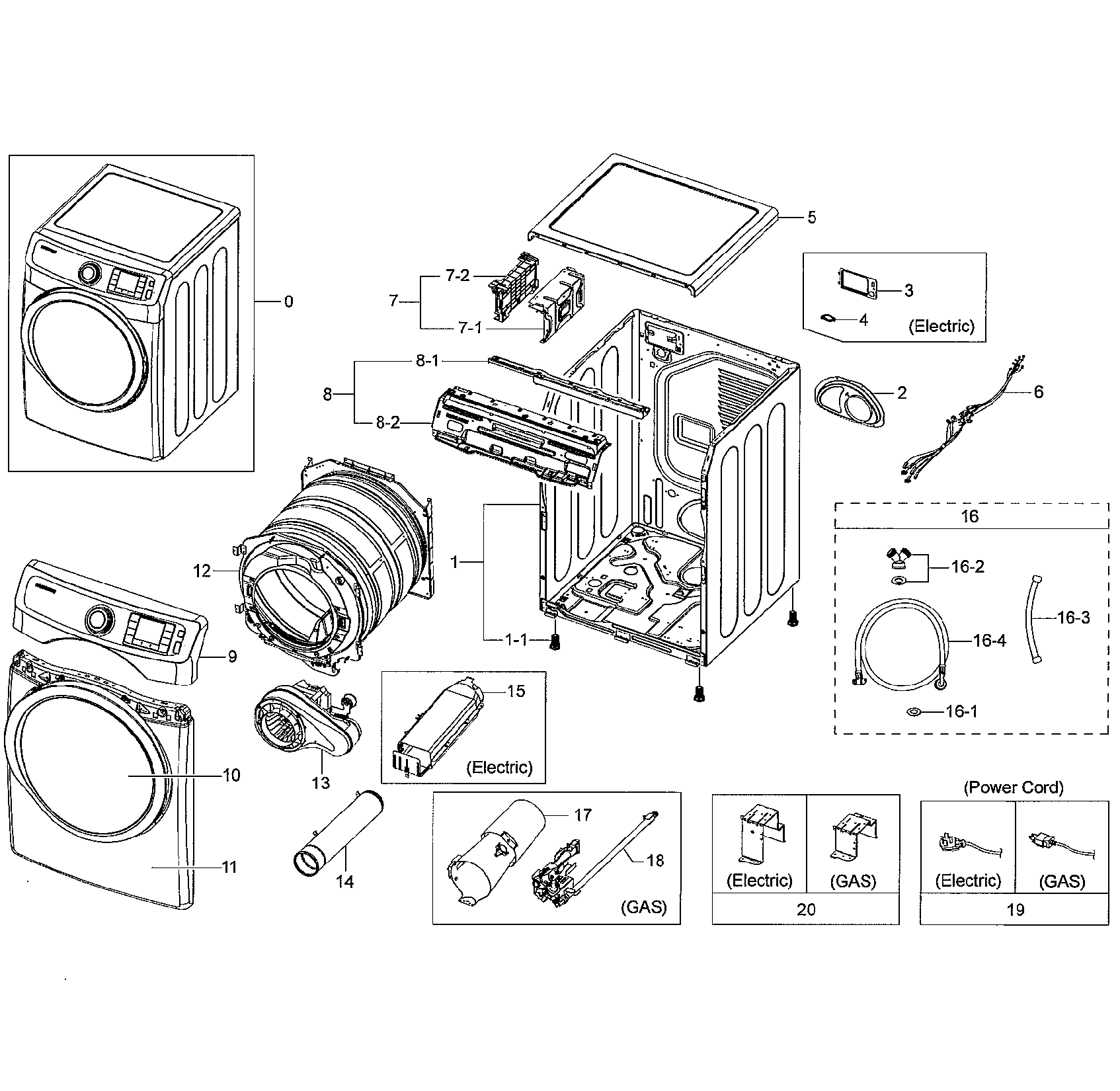 Samsung model DV42H5000EW/A3-02 residential dryer genuine parts