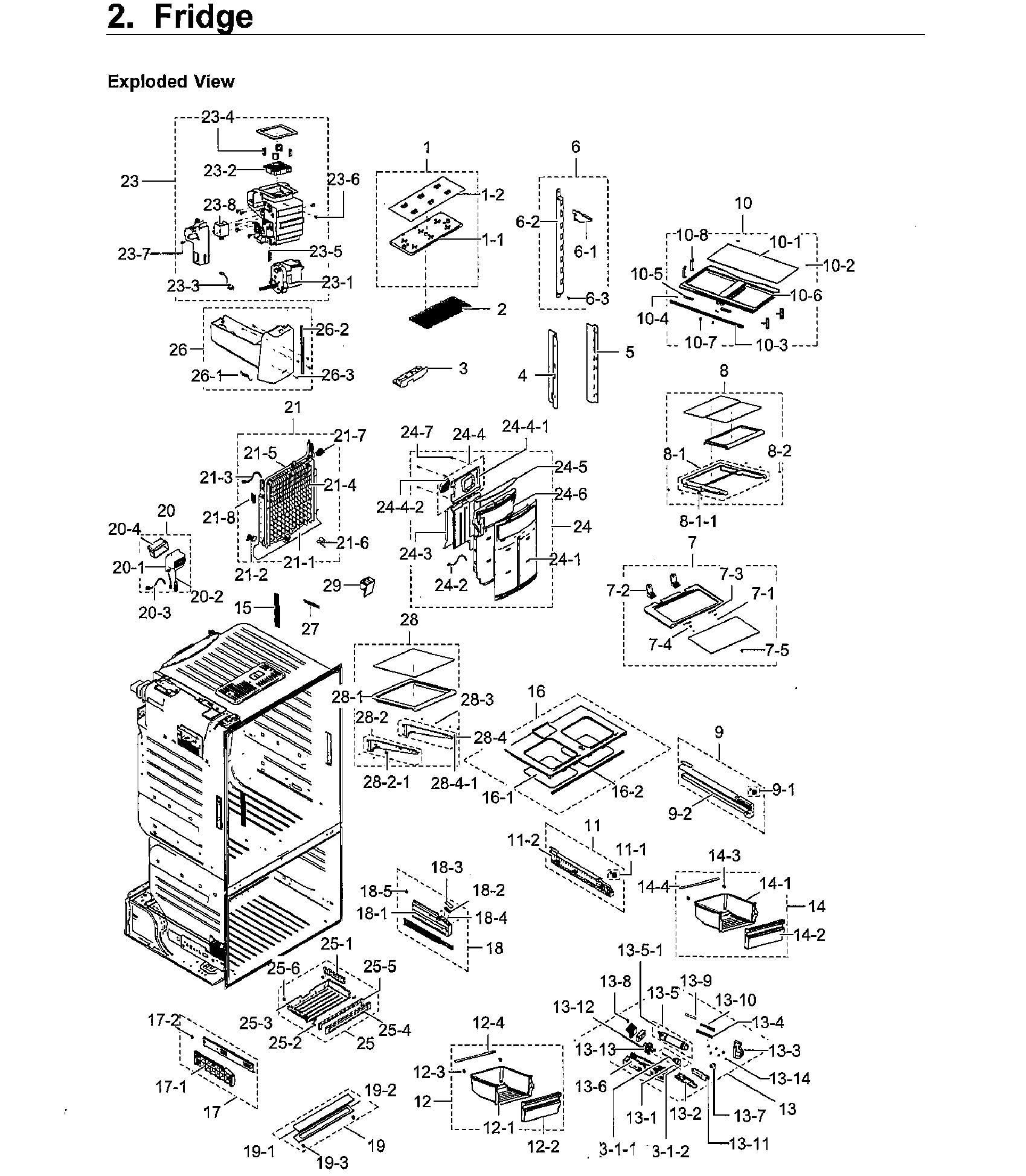 Samsung model RF23HCEDBSR/AA-14 bottom-mount refrigerator genuine parts