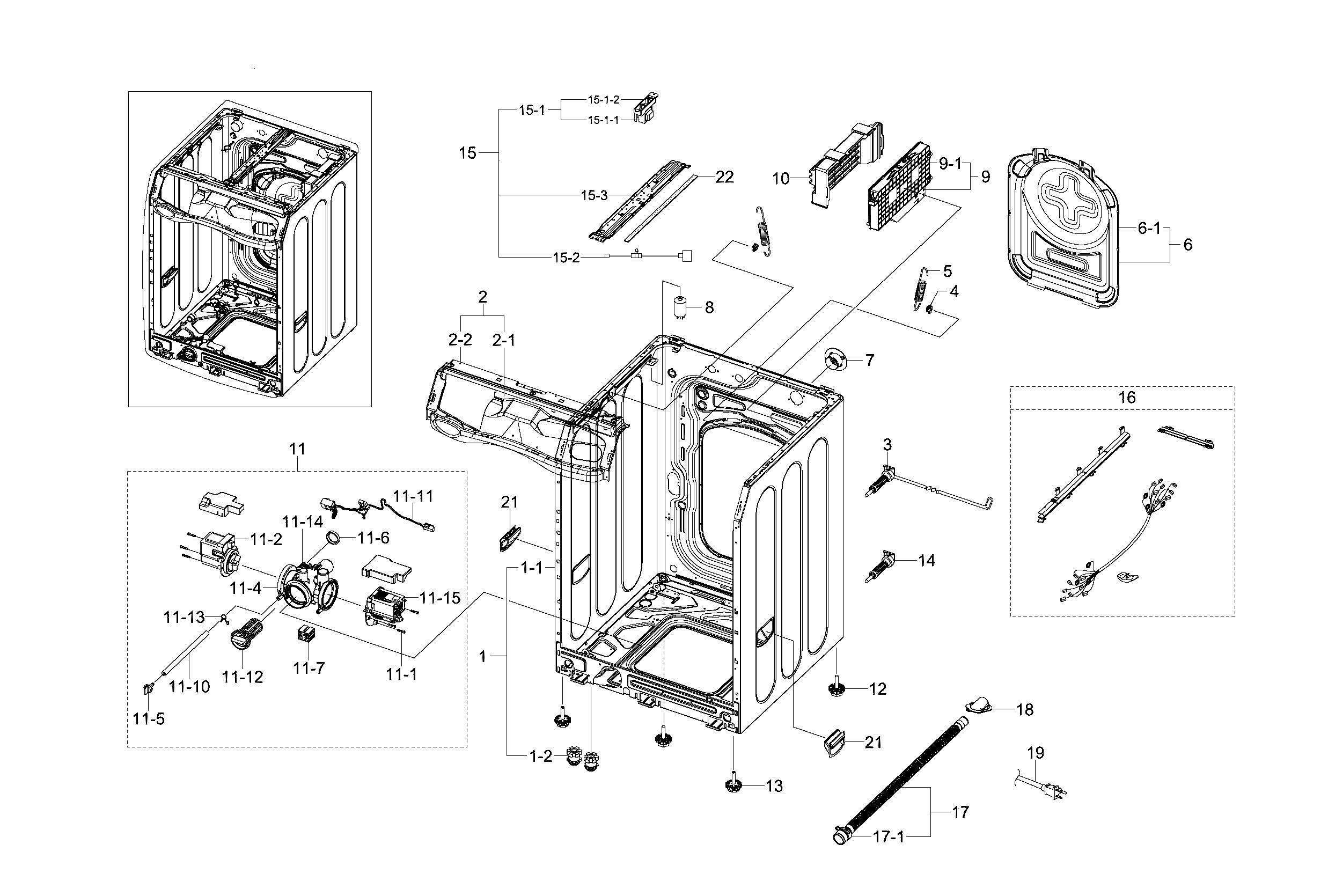 Samsung model WF520ABP/XAA-00 residential washers genuine parts