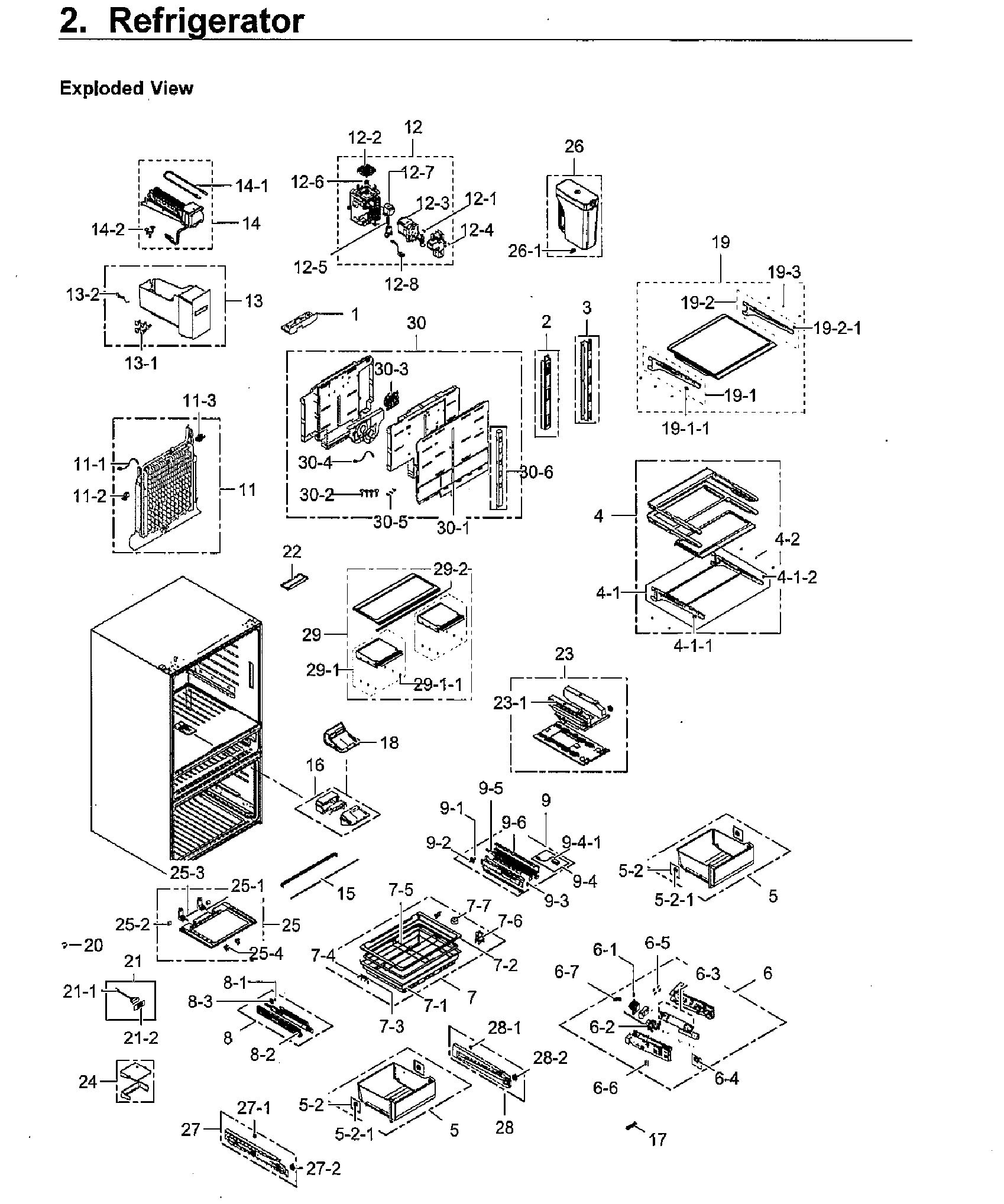 Samsung model RF23M8070SR/AA-00 bottom-mount refrigerator genuine parts