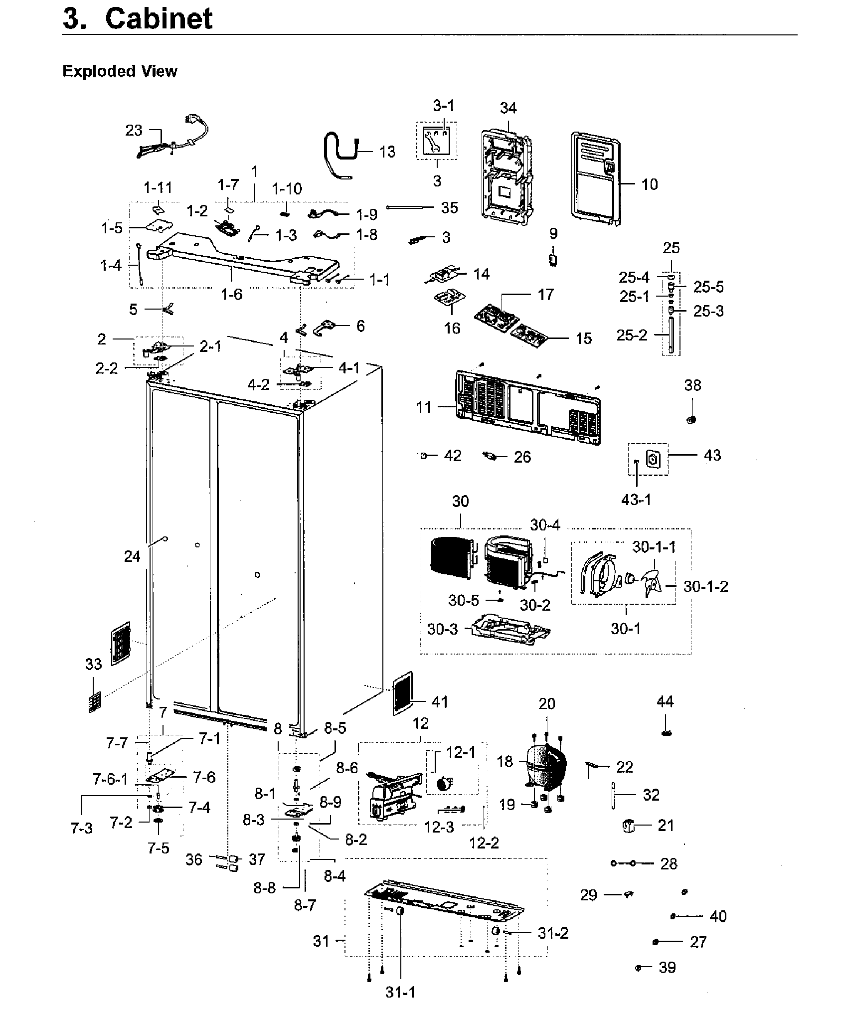 Samsung model RH22H9010SR/AA-06 side-by-side refrigerator genuine parts