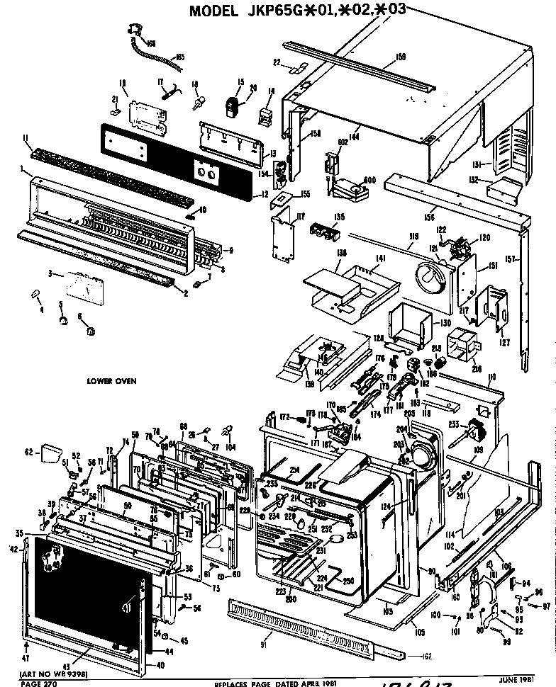 Ge model JKP65G*01 builtin oven, electric with microwave genuine parts