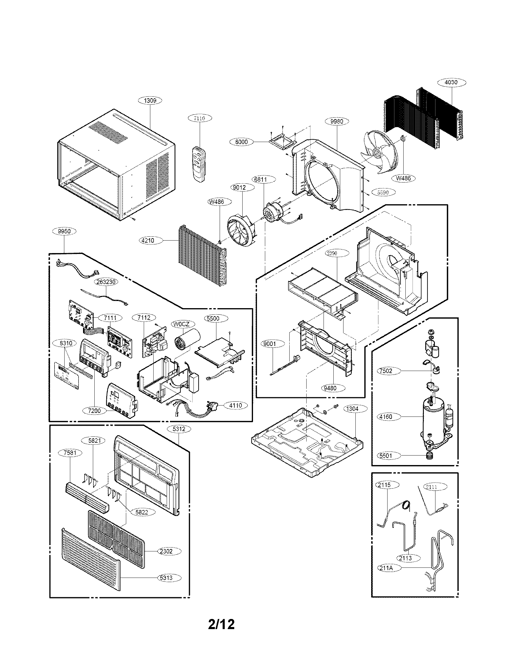 Lg model LWHD1209R air conditioner -room genuine parts