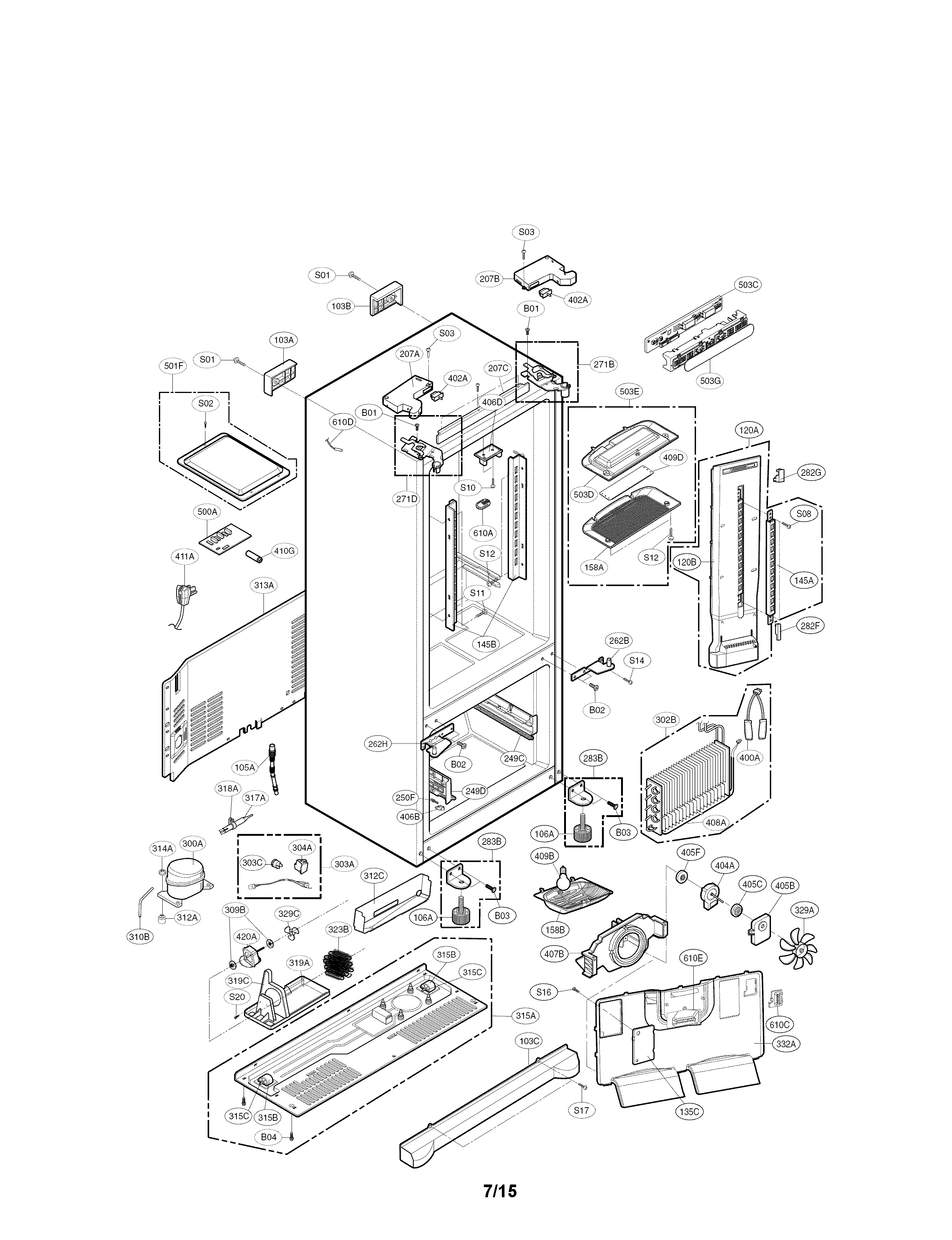 Lg model LFC21776ST/05 bottom-mount refrigerator genuine parts