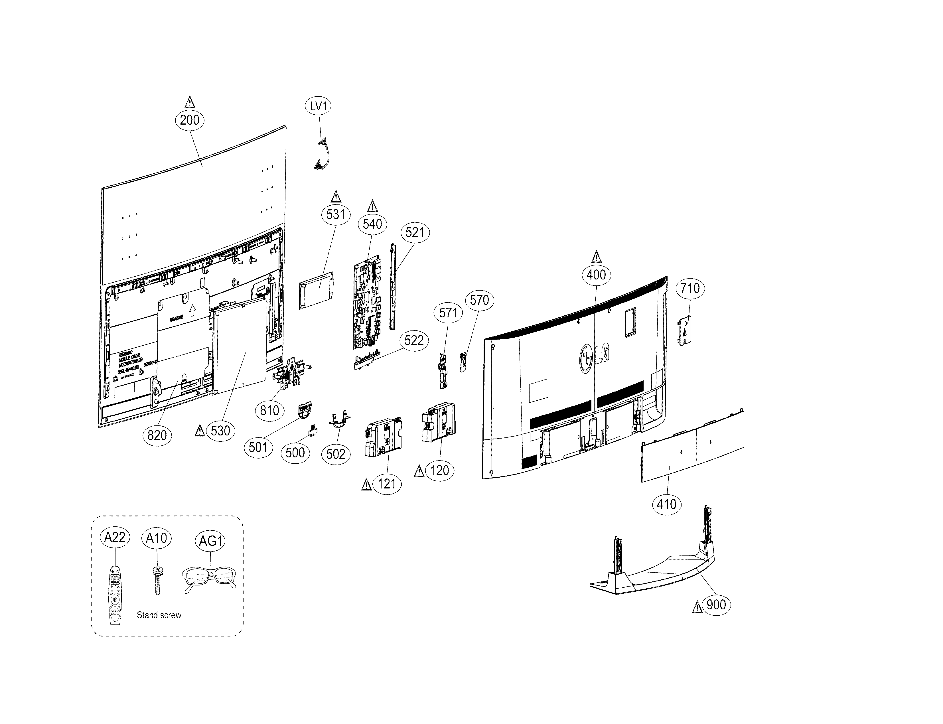 Lg model 55EG9100 lcd television genuine parts