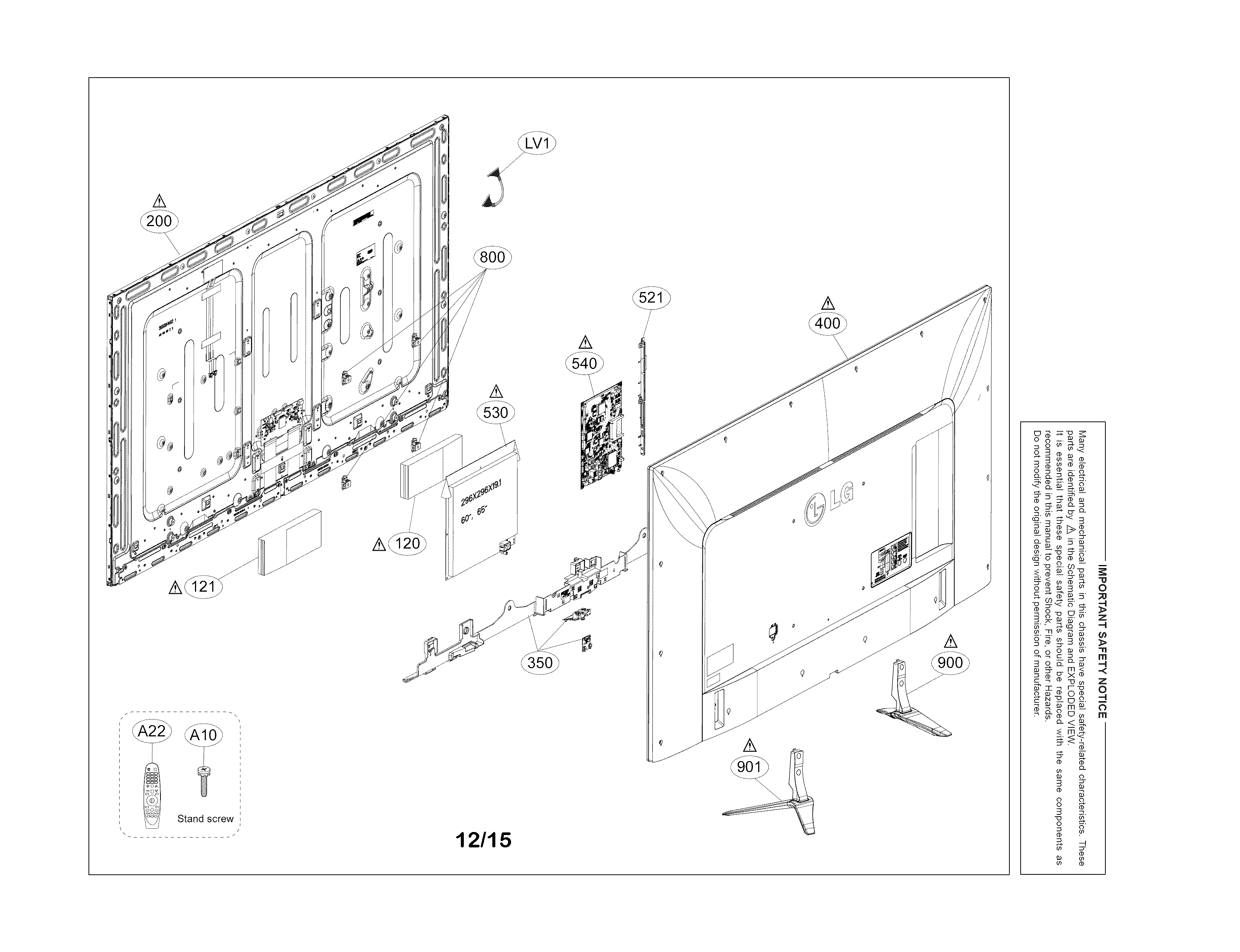 Lg model 65UF7700 lcd television genuine parts