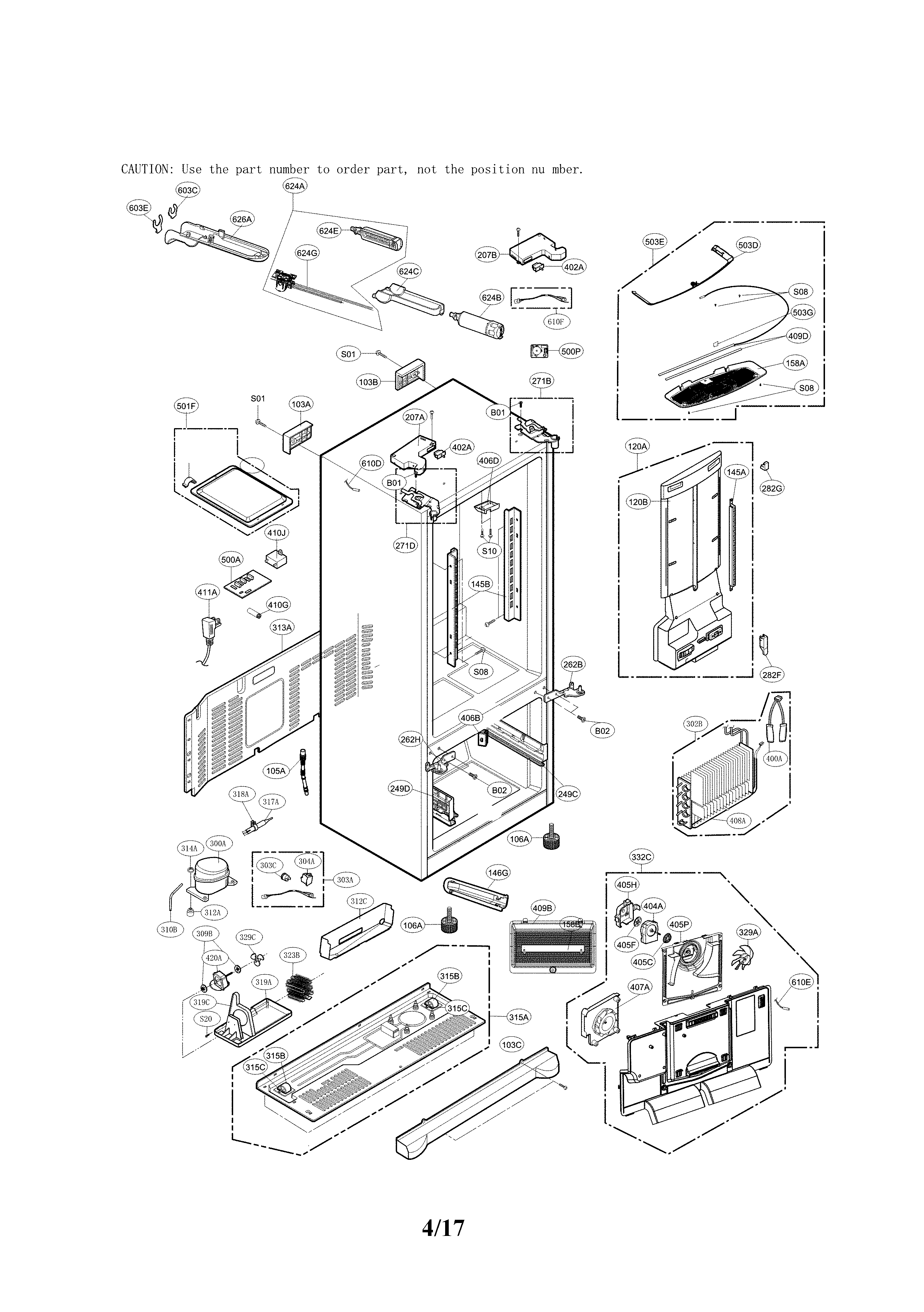 Lg model LFX28968ST/03 bottom-mount refrigerator genuine parts