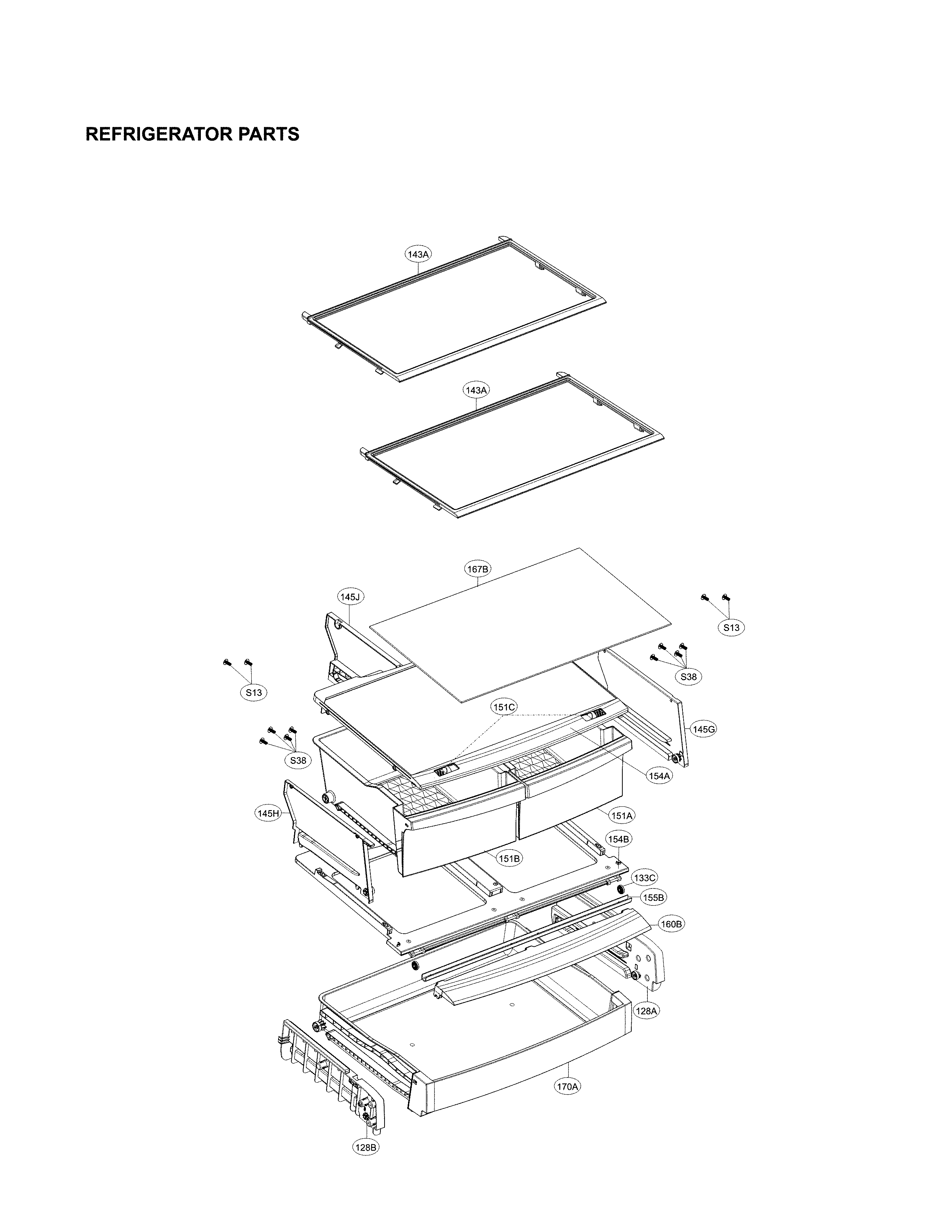 Lg model LDCS24223S/00 bottom-mount refrigerator genuine parts