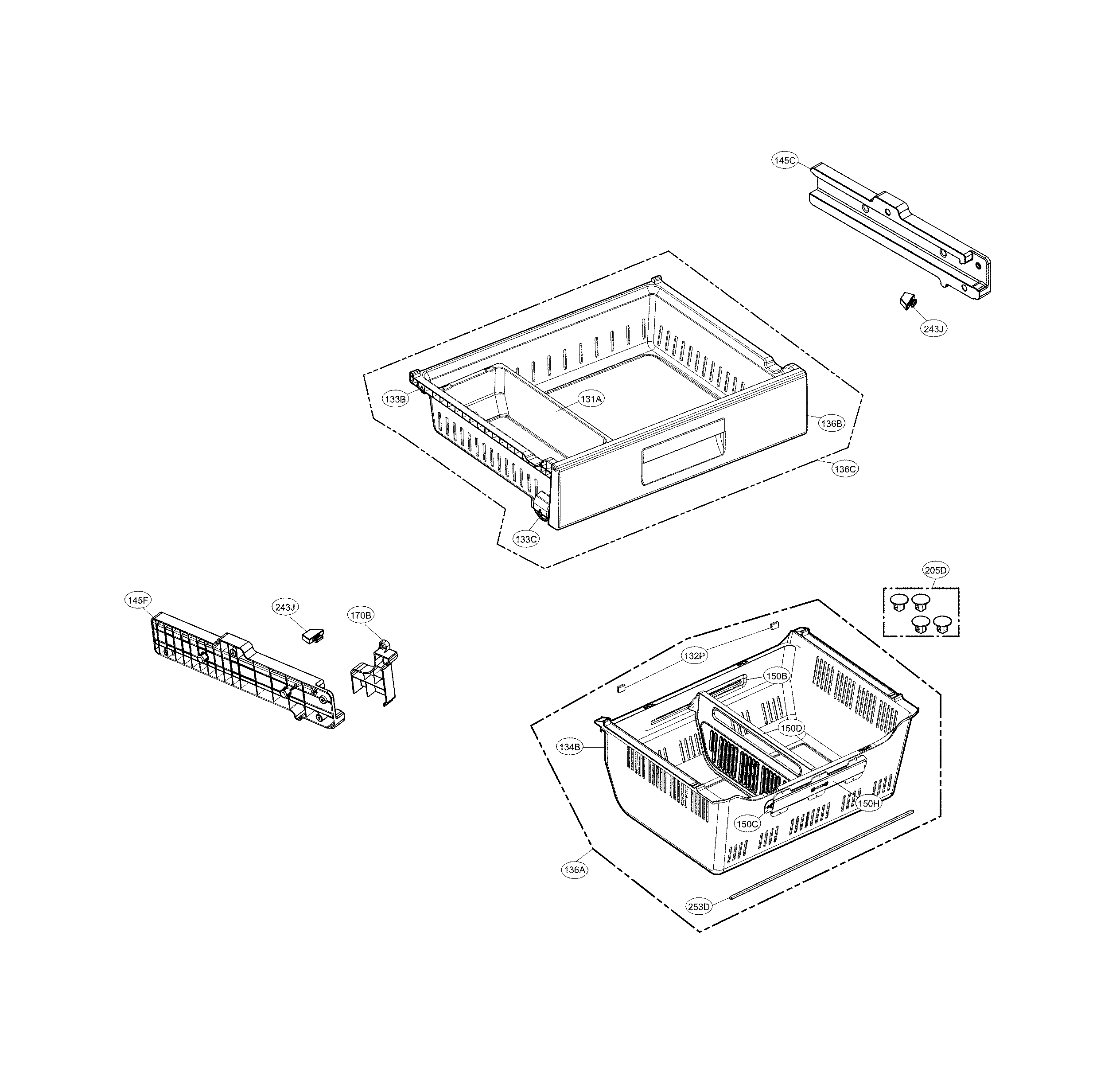 Lg model LFXS29626W/00 bottom-mount refrigerator genuine parts