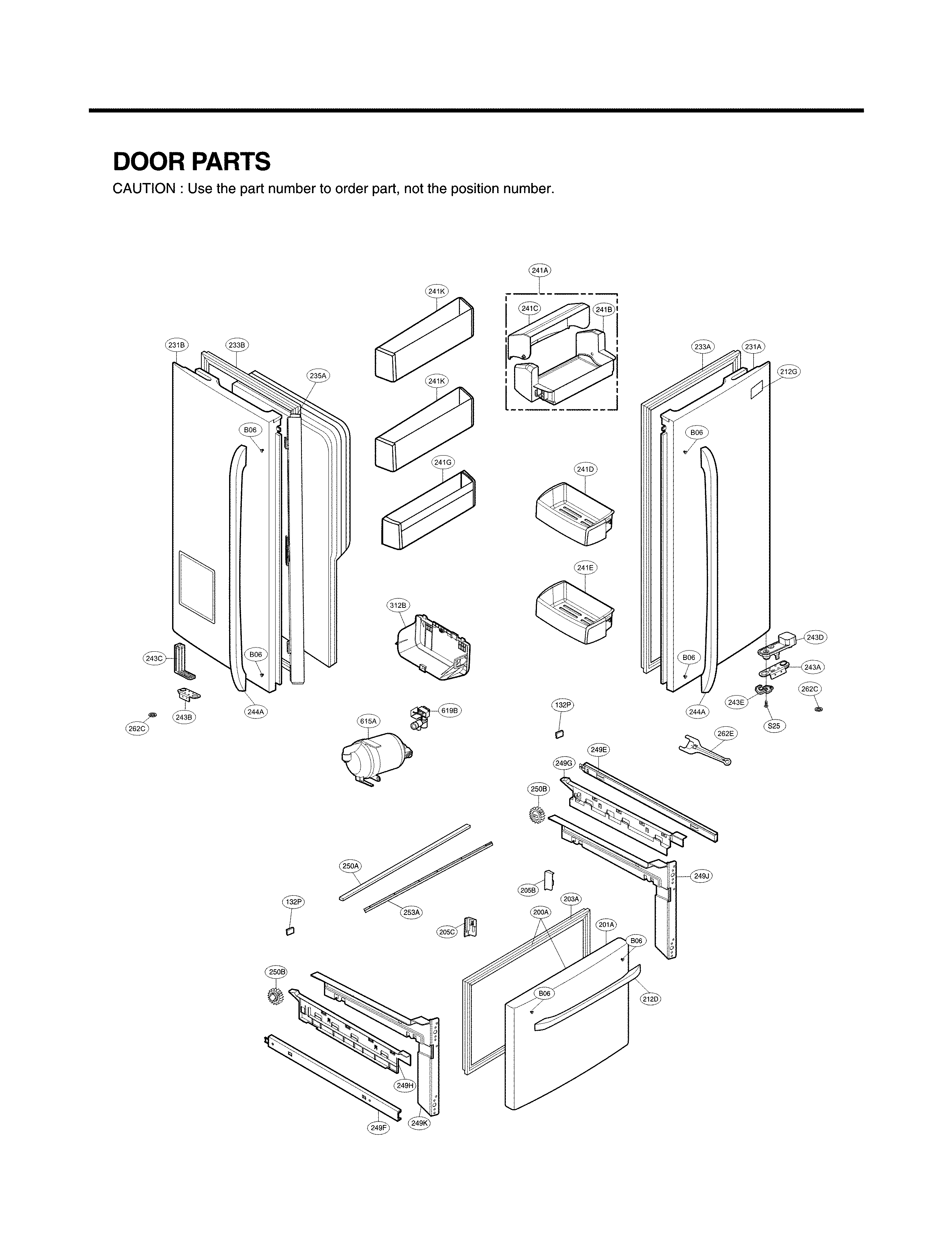Lg model LFX25974ST/07 bottom-mount refrigerator genuine parts