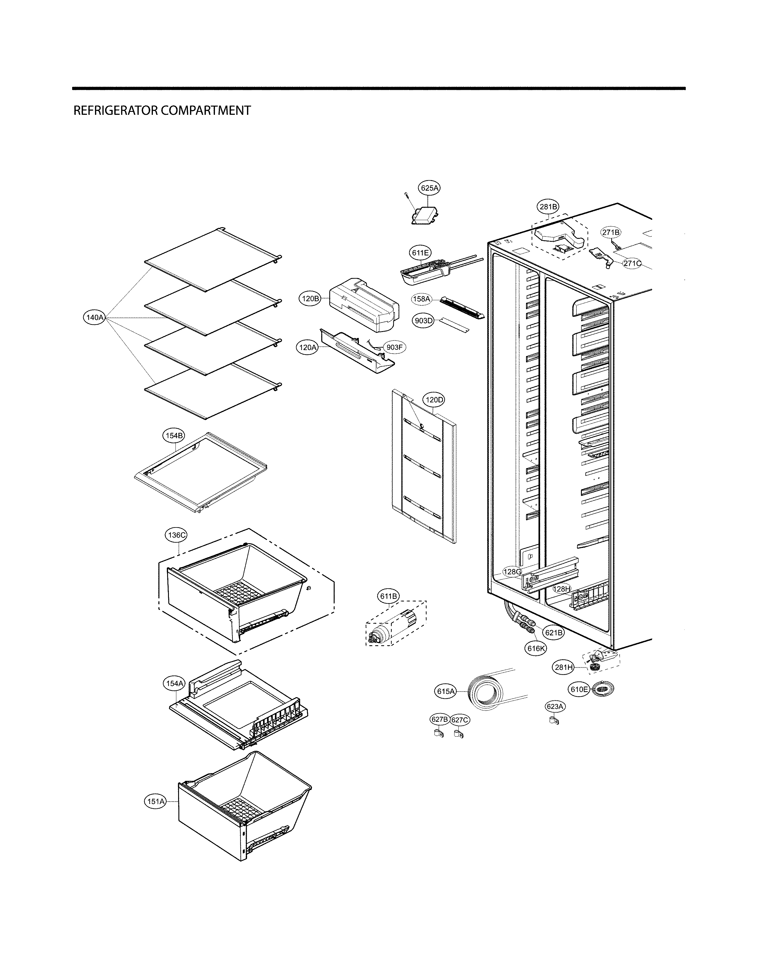 Lg model LSXC22396S/00 side-by-side refrigerator genuine parts