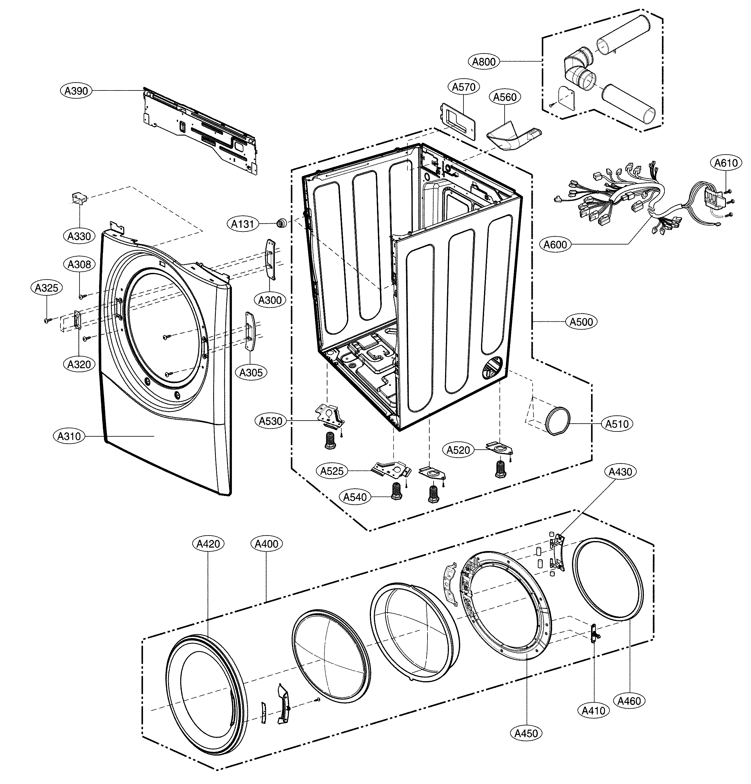 Lg model DLE3180W/00 residential dryer genuine parts