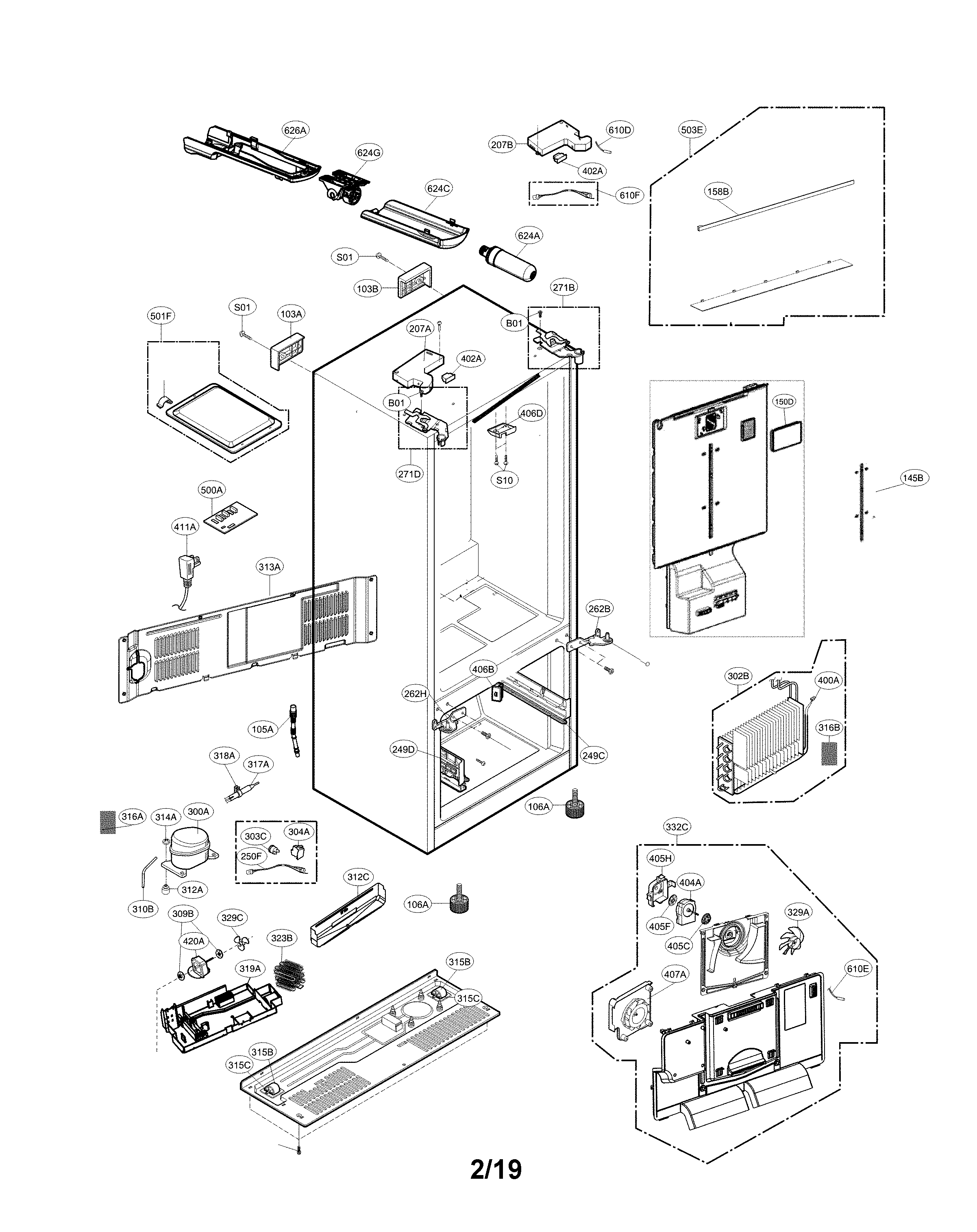 Lg Lfx21976st 00 Bottommount Refrigerator Parts 56A