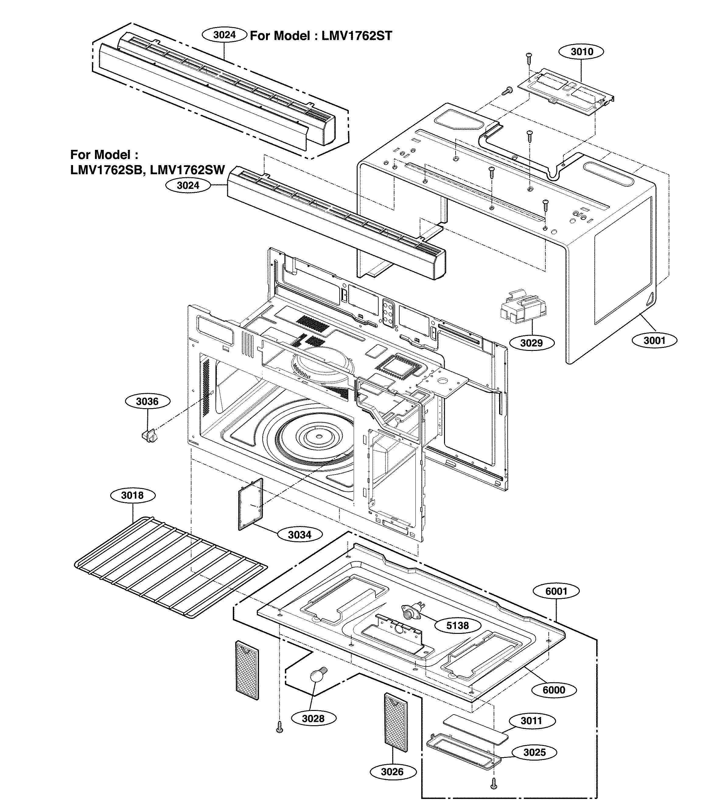Lg model LMV1762ST/01 microwave/hood combo genuine parts