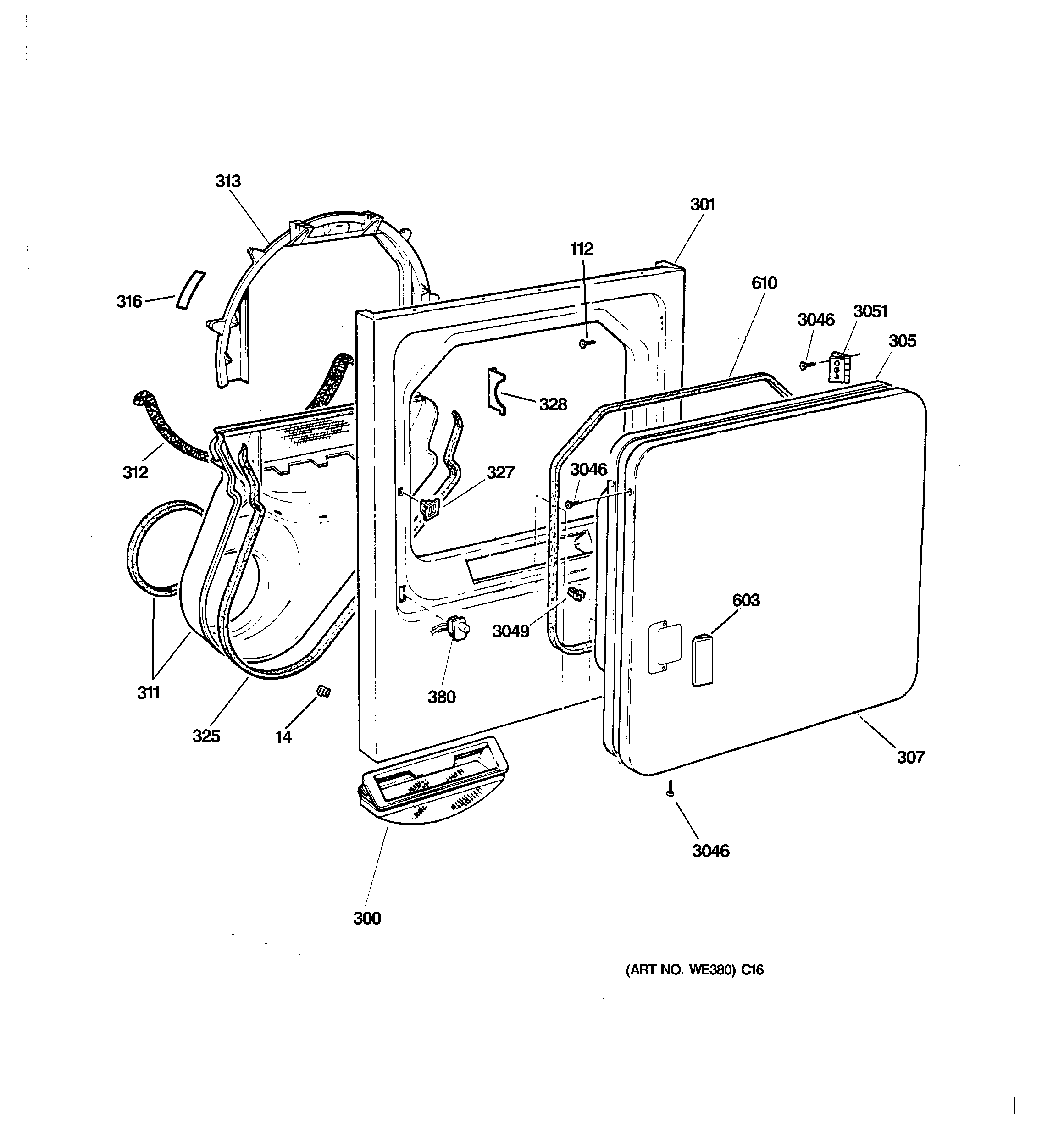 Ge model DX4500EA3WW residential dryer genuine parts
