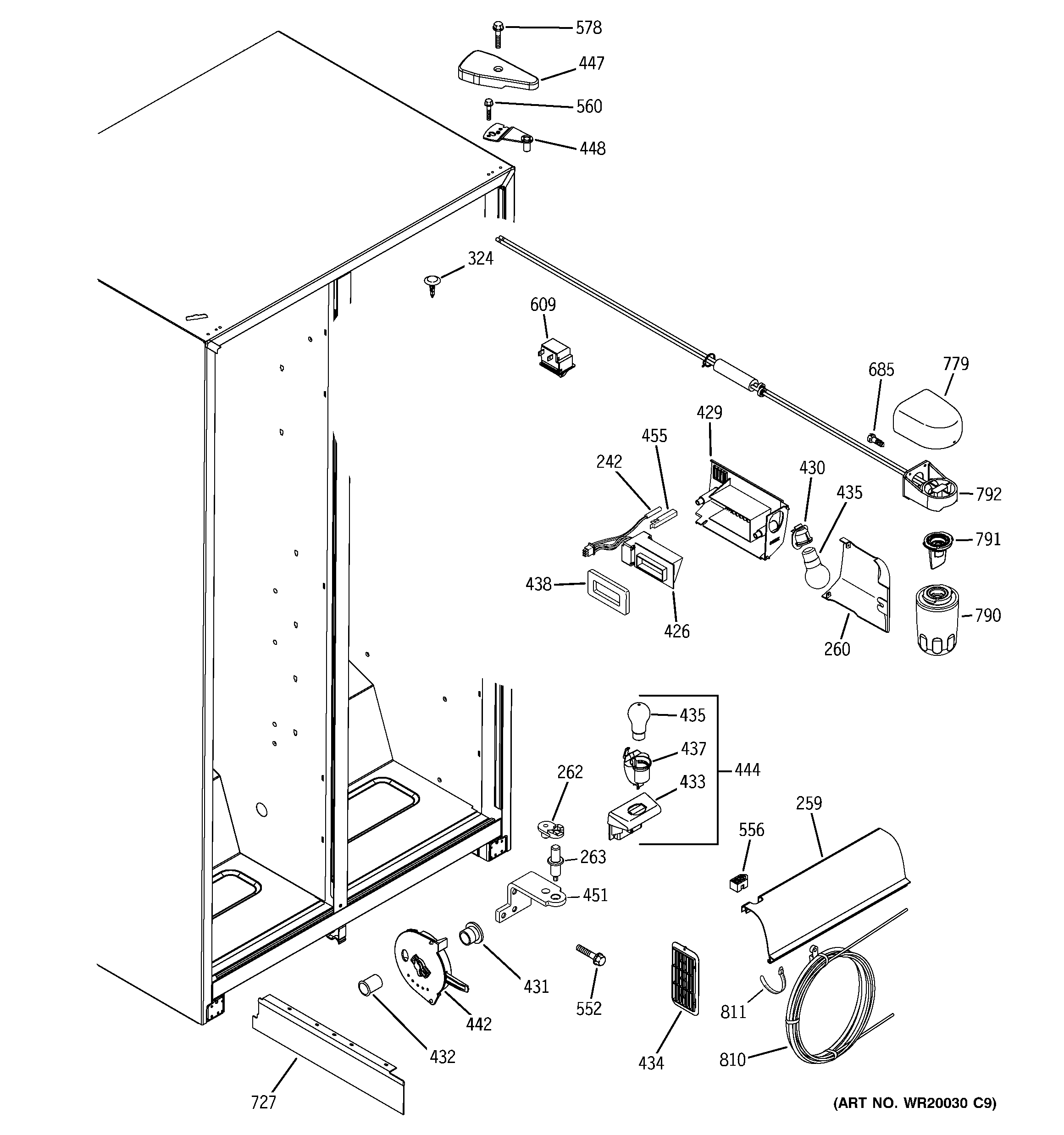 Ge model GSH25JSTASS sidebyside refrigerator genuine parts