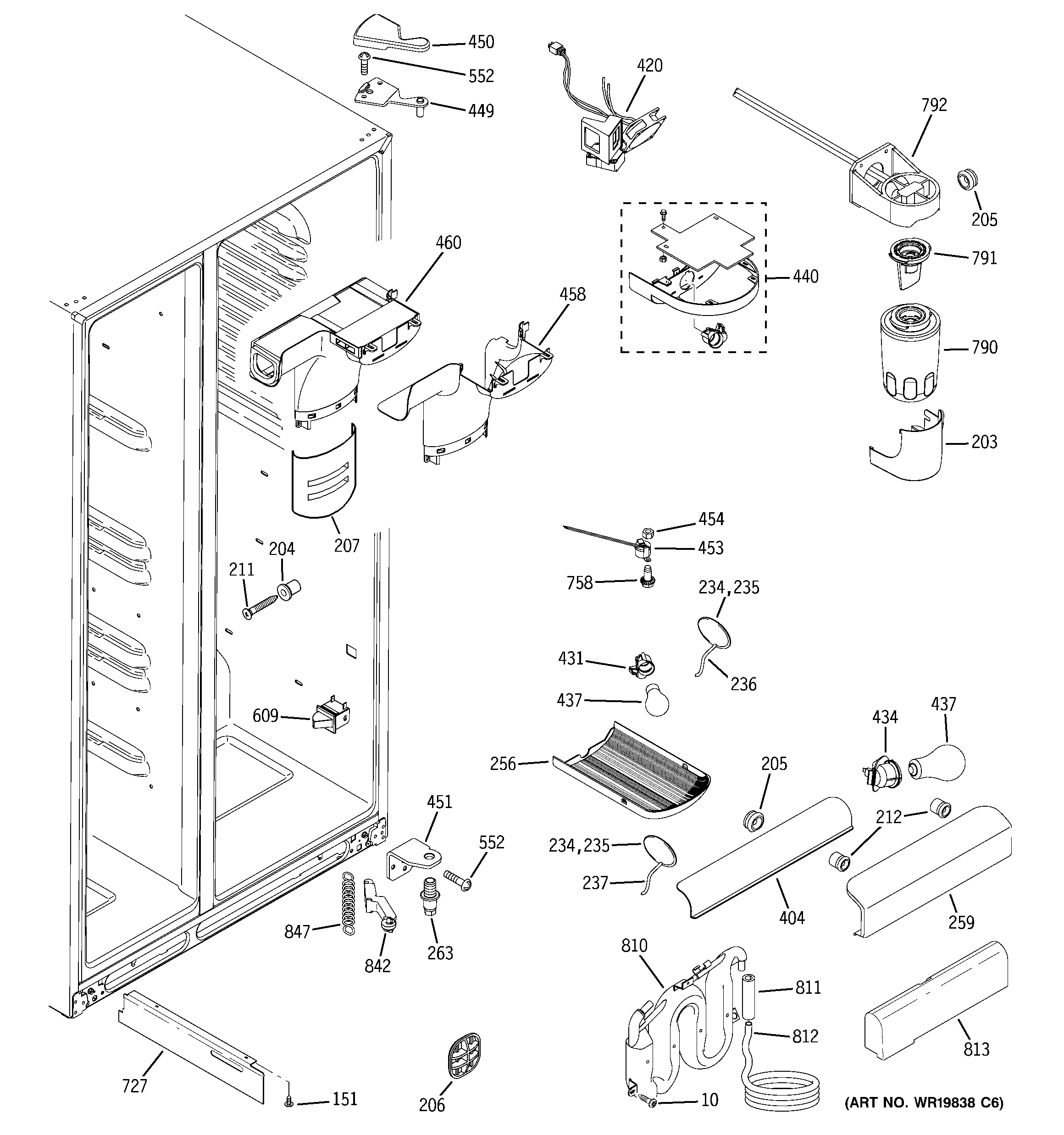 Ge model GSS25QGTAWW sidebyside refrigerator genuine parts
