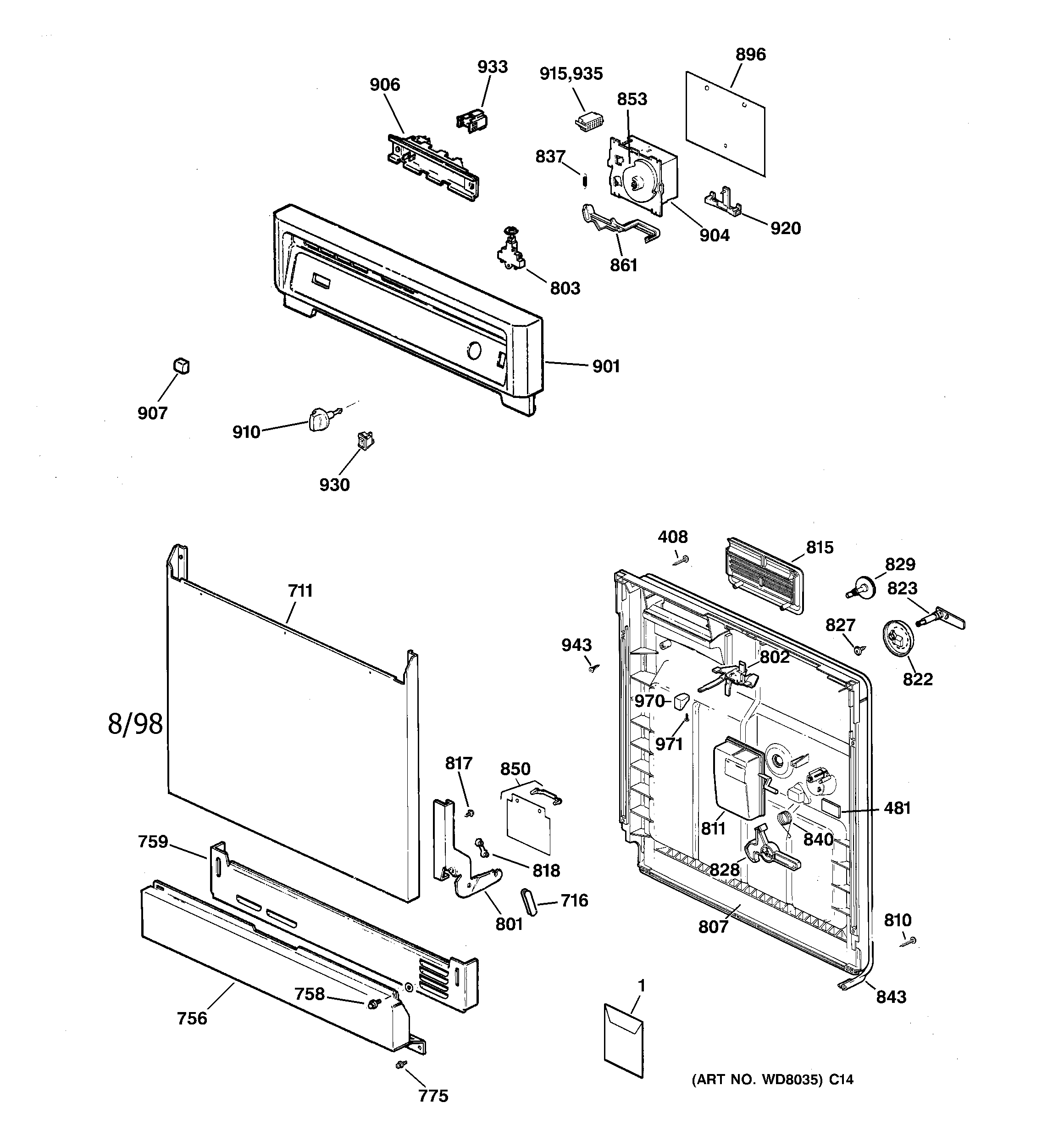 Kenmore model 36314072791 dishwasher genuine parts