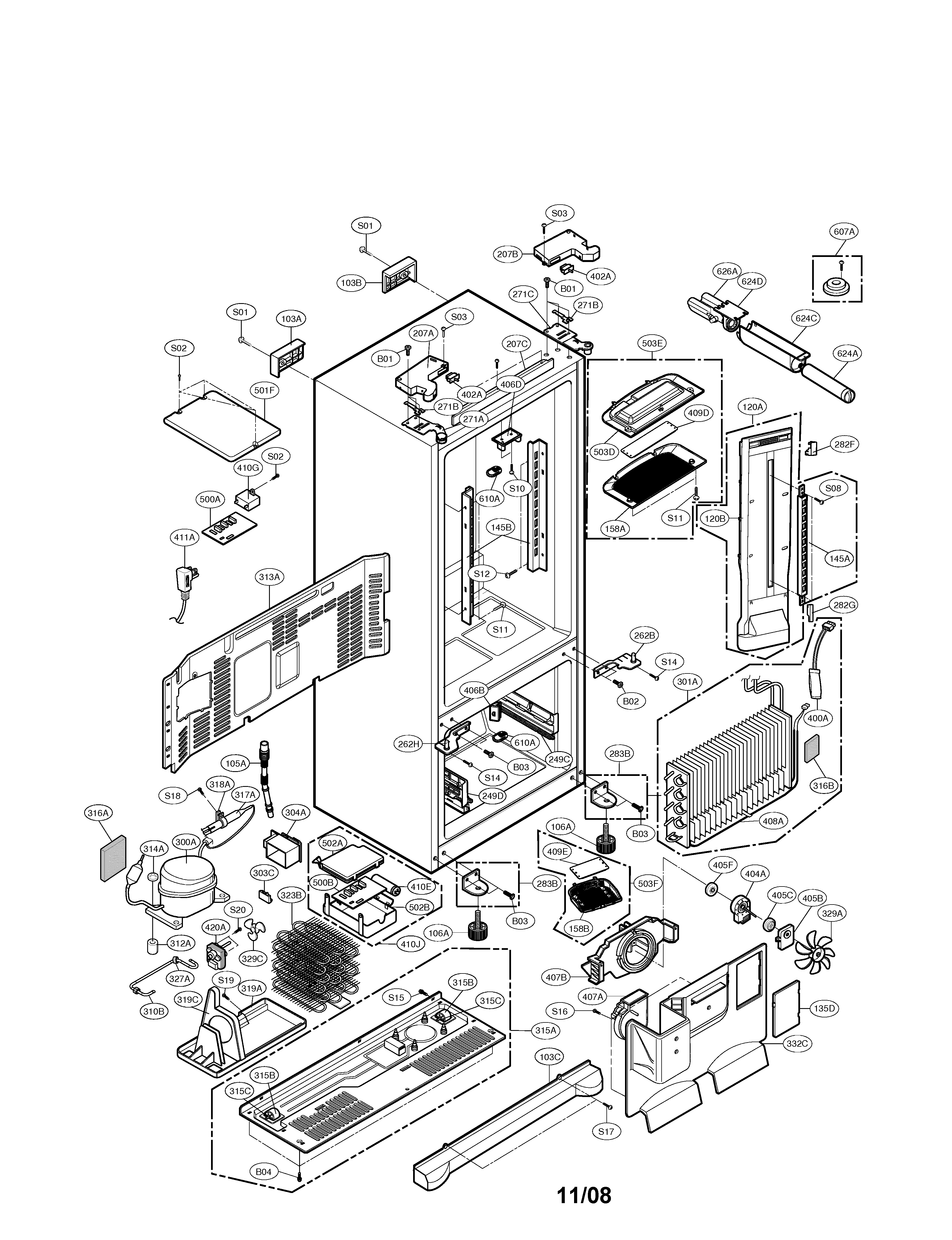 Lg model LFX25980ST/00 bottom-mount refrigerator genuine parts