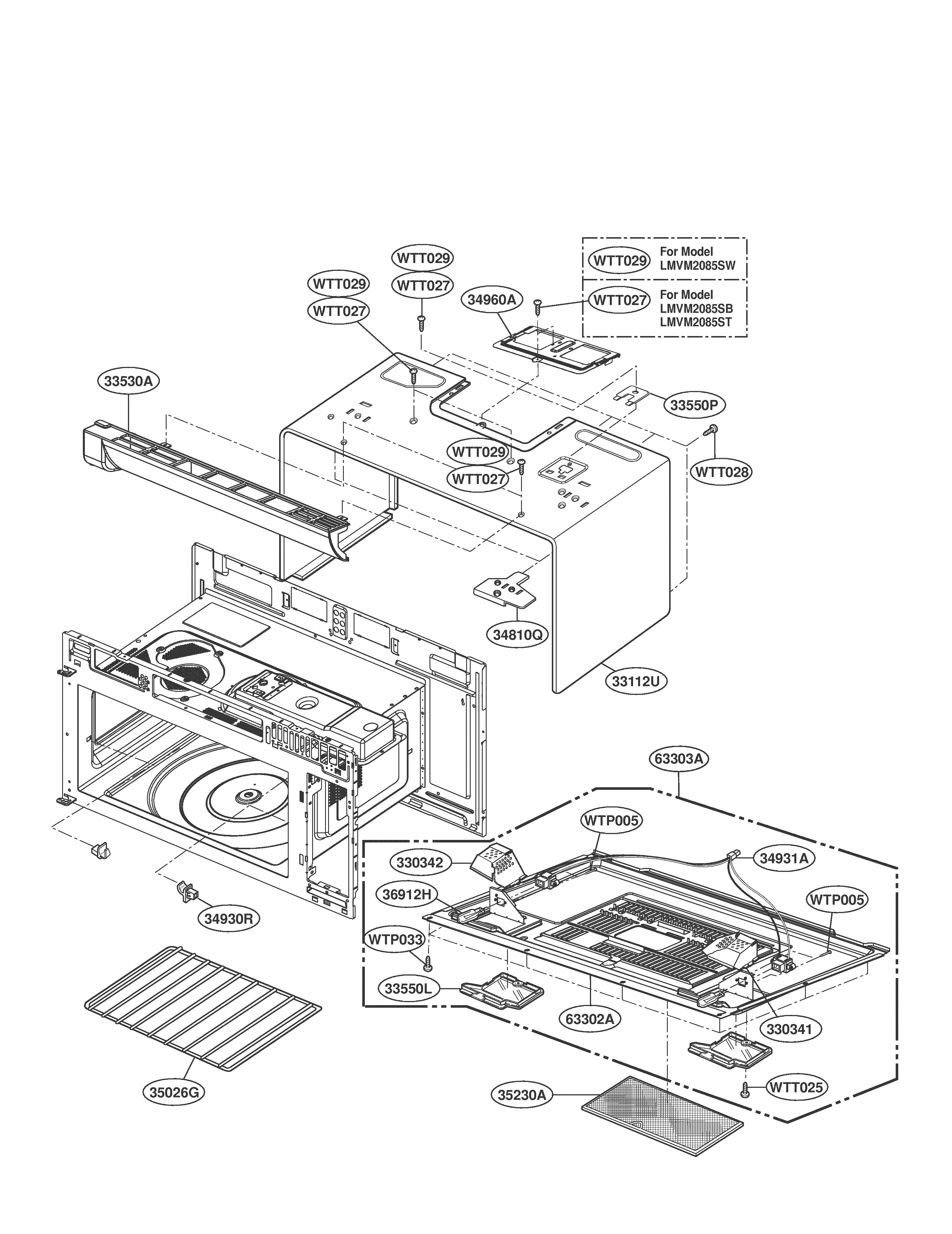 LG MICROWAVE Parts Model LMVM2085ST Sears PartsDirect