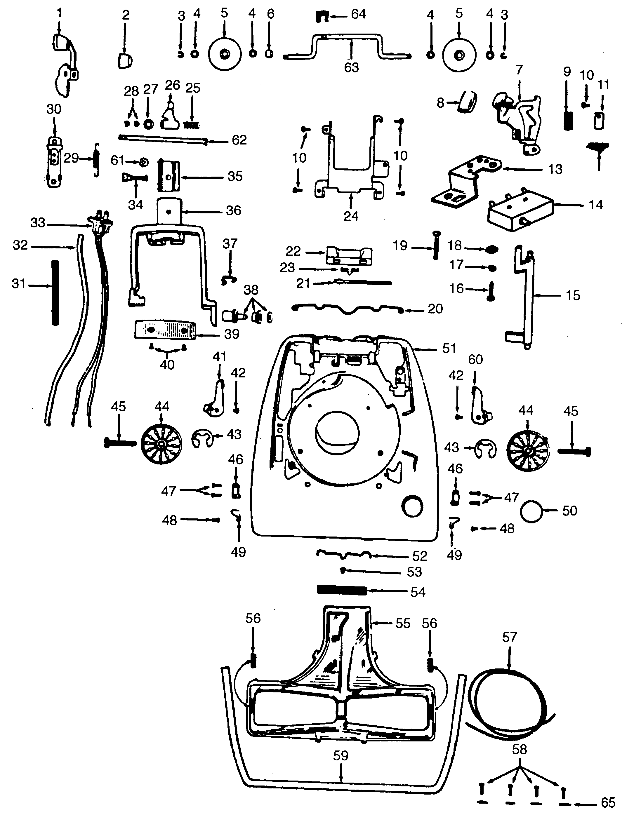 Hoover model 1030 vacuum, upright genuine parts