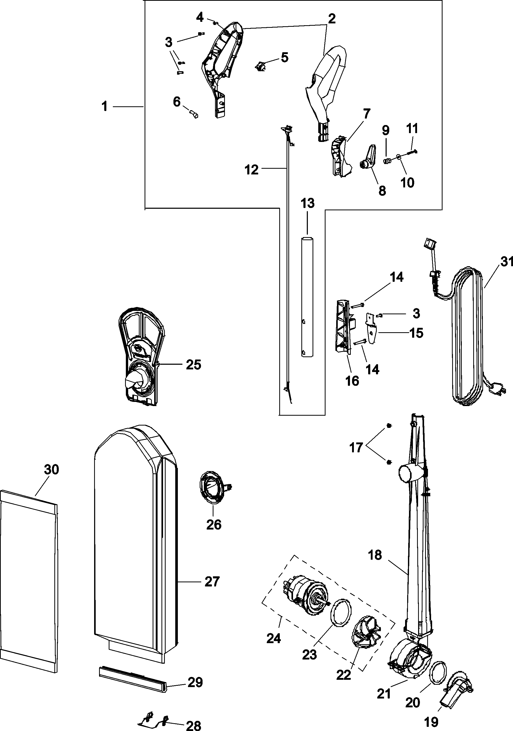 Hoover model HSCU8000B vacuum, upright genuine parts