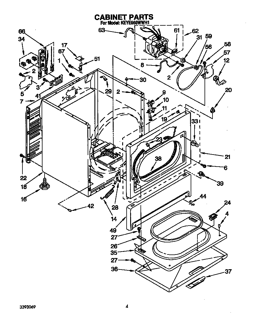 Kitchenaid model KEYE660WWH1 residential dryer genuine parts