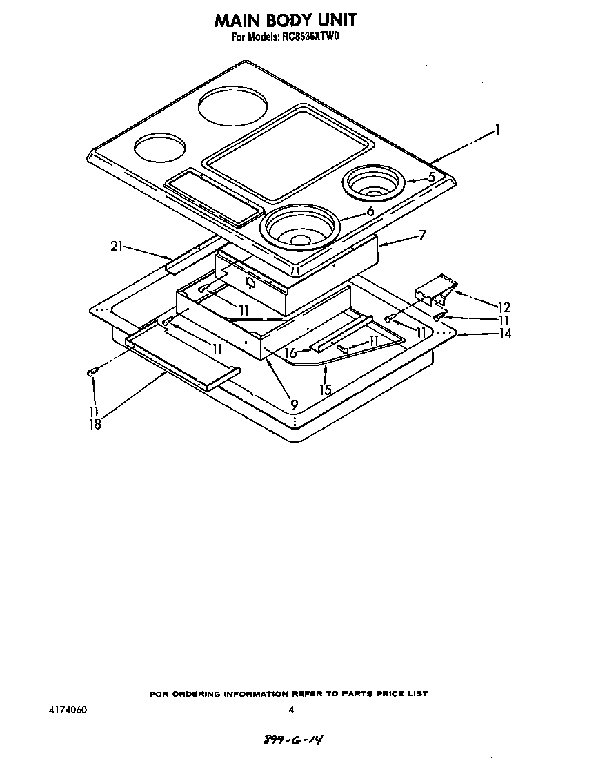 Whirlpool model RC8536XTW0 counter unit electric genuine parts