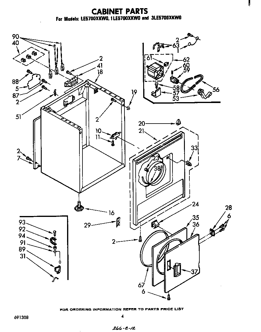  Whirlpool model LE5700XKW0 residential dryer genuine parts