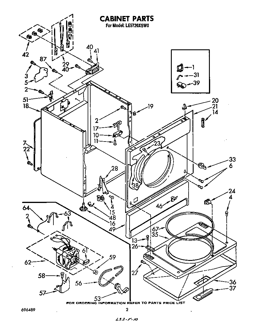  Whirlpool model LE5720XSW0 residential dryer genuine parts