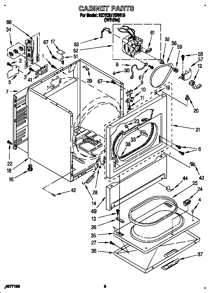 Kitchenaid model KEYE677BWH0 residential dryer genuine parts