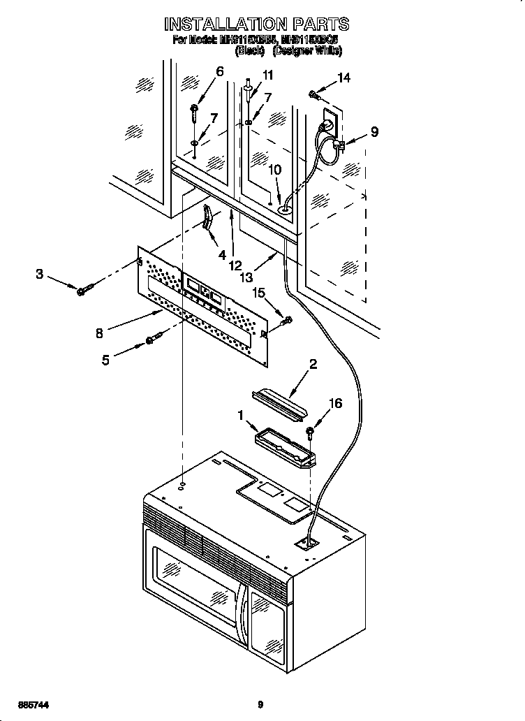 Whirlpool Model Mh9115xbq5 Microwave Hood Combo Genuine Parts Installation