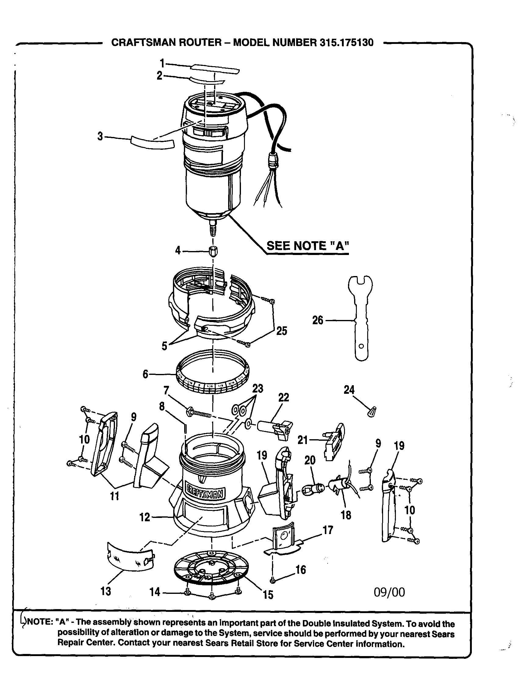Craftsman Model 315175130 Router Genuine Parts