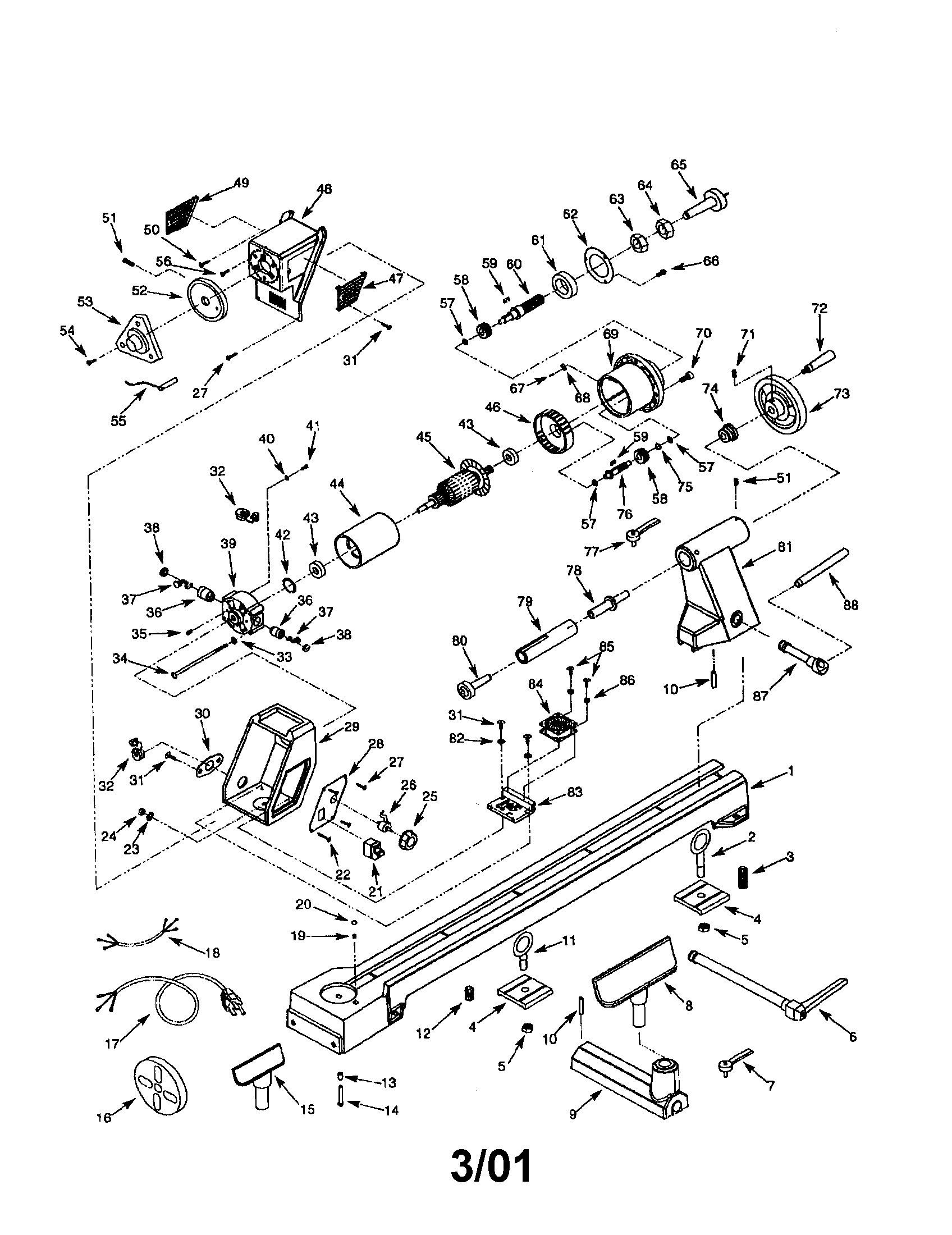 Craftsman model 351217170 lathe genuine parts
