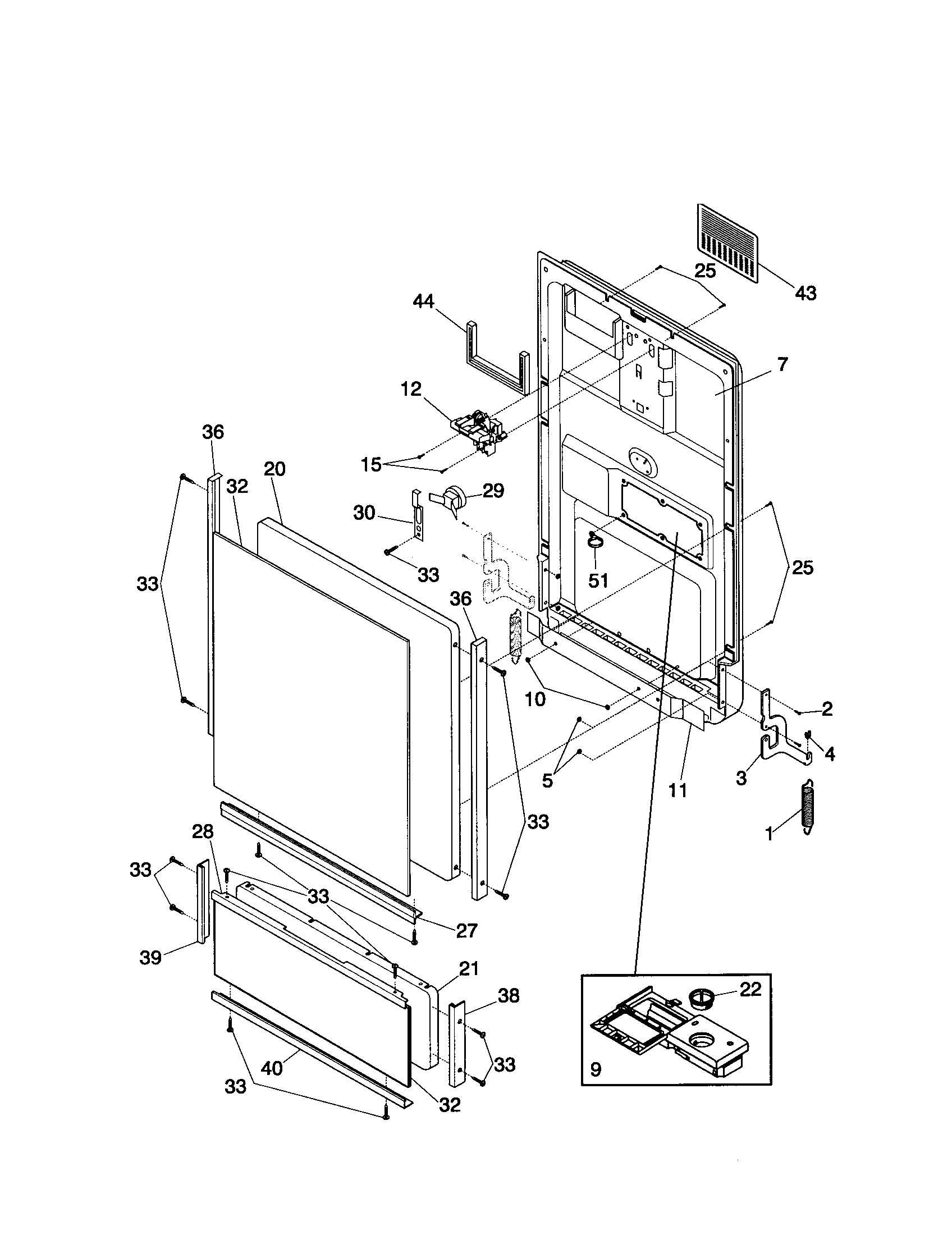 Kenmore model 58717245991 dishwasher genuine parts