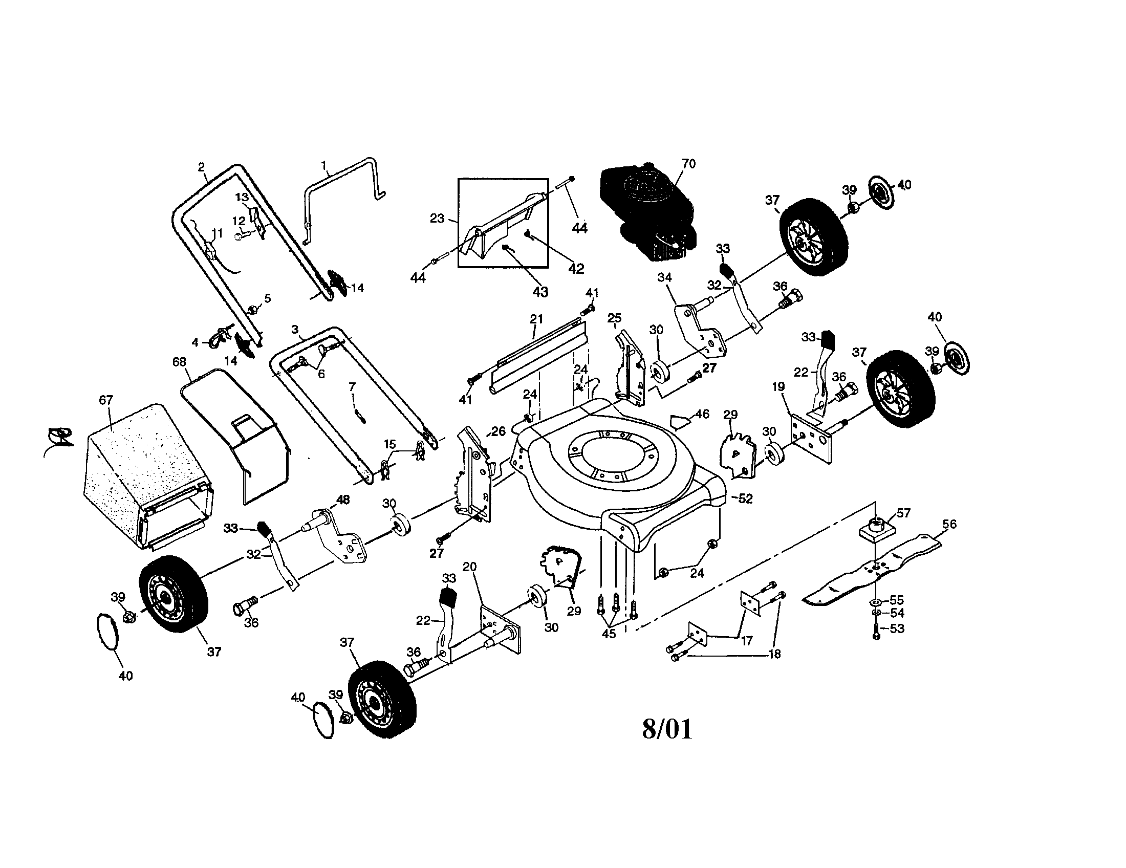 Craftsman model 917388013 walk behind lawnmower, gas genuine parts