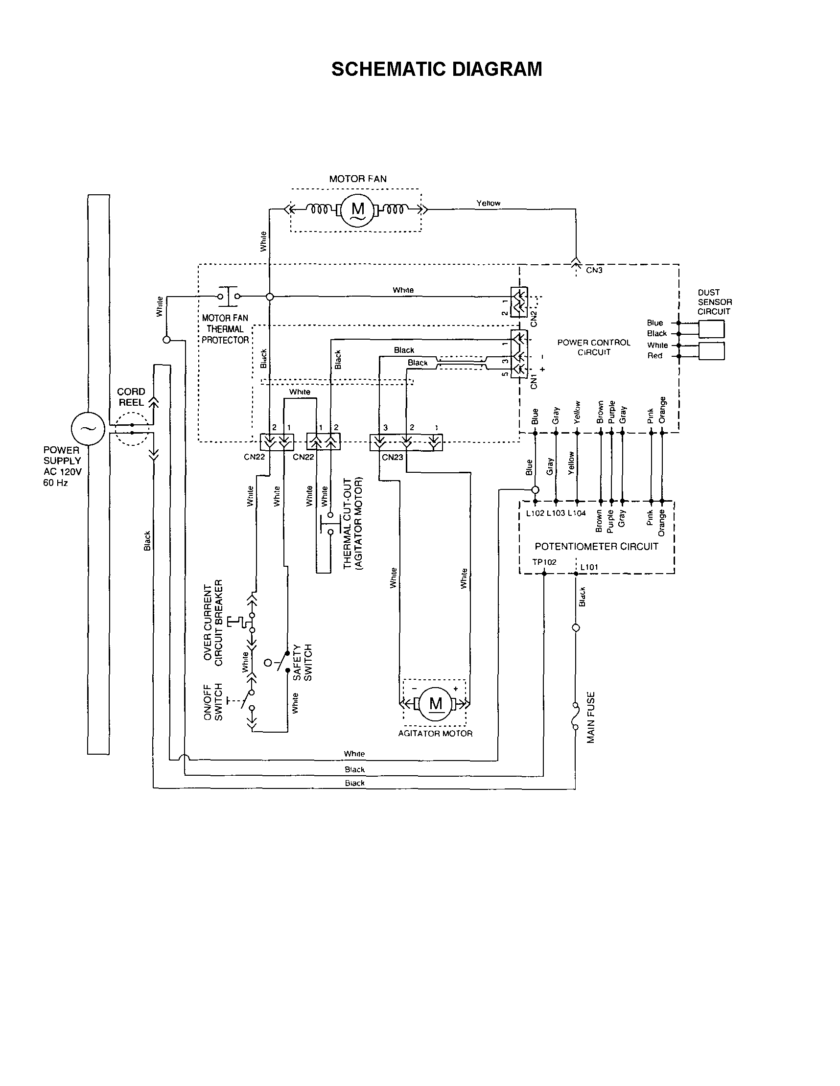 Panasonic model MC-E583 vacuum, upright genuine parts central vacuum schematic 