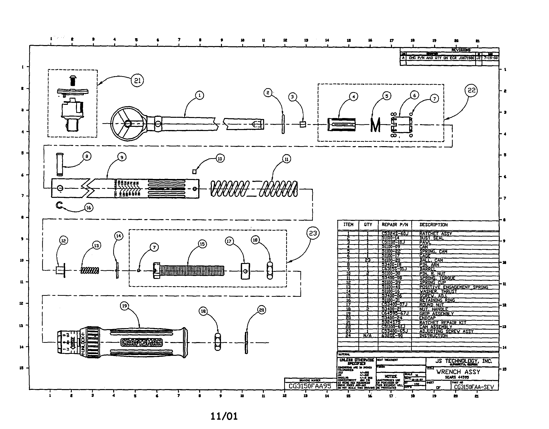 Craftsman Model 44595 Wrenches Genuine Parts Torque Wrench