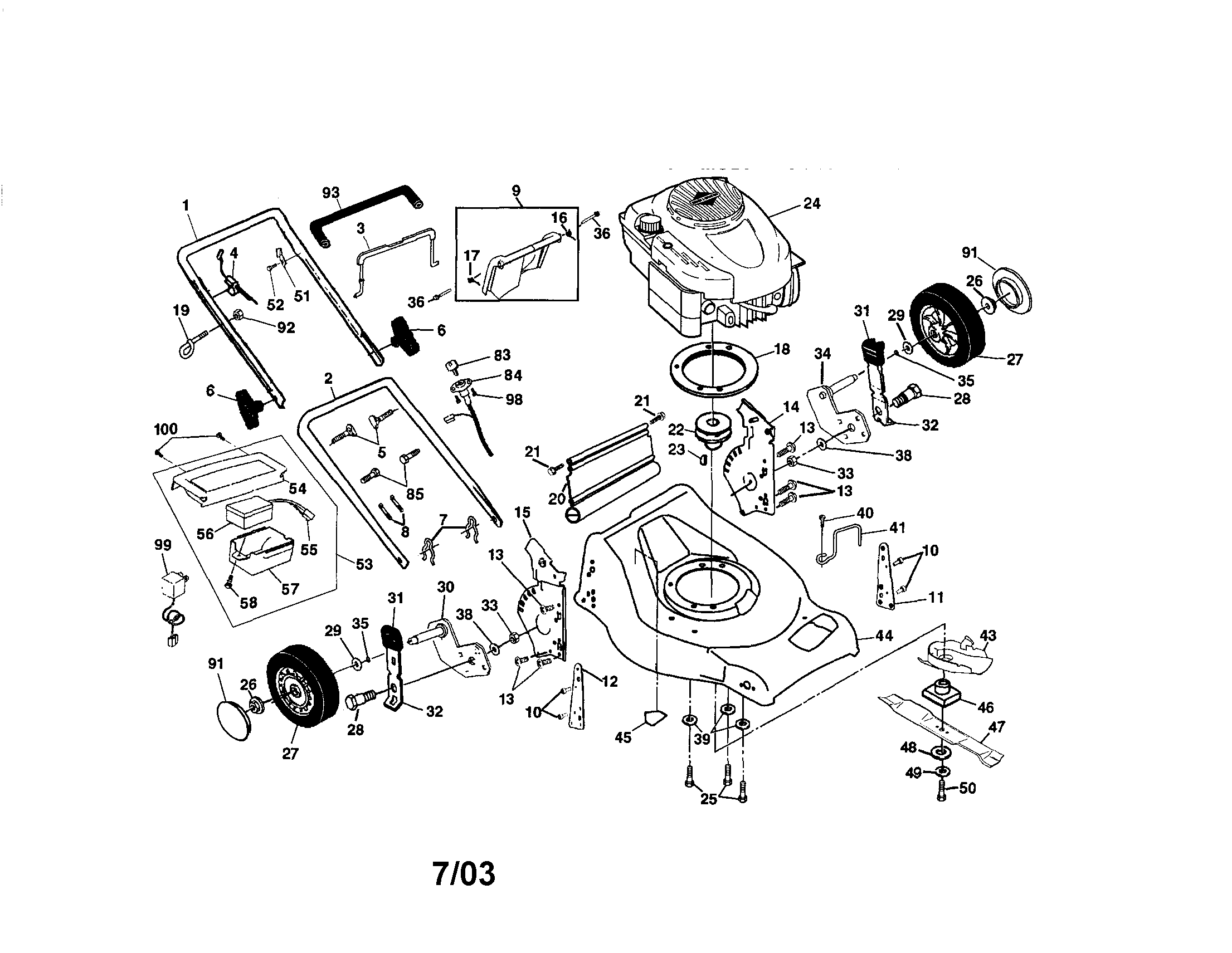 Craftsman model 917378403 walk behind lawnmower, gas genuine parts