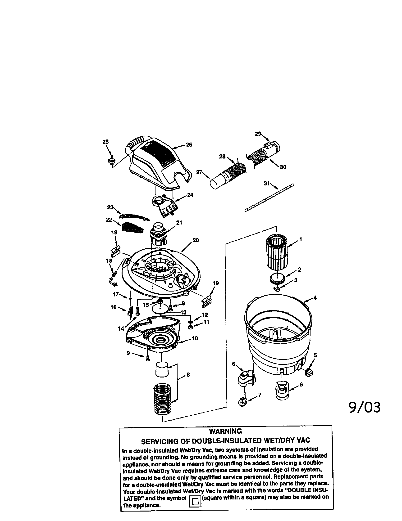 Craftsman model 113170200 wet/dry vacuum genuine parts