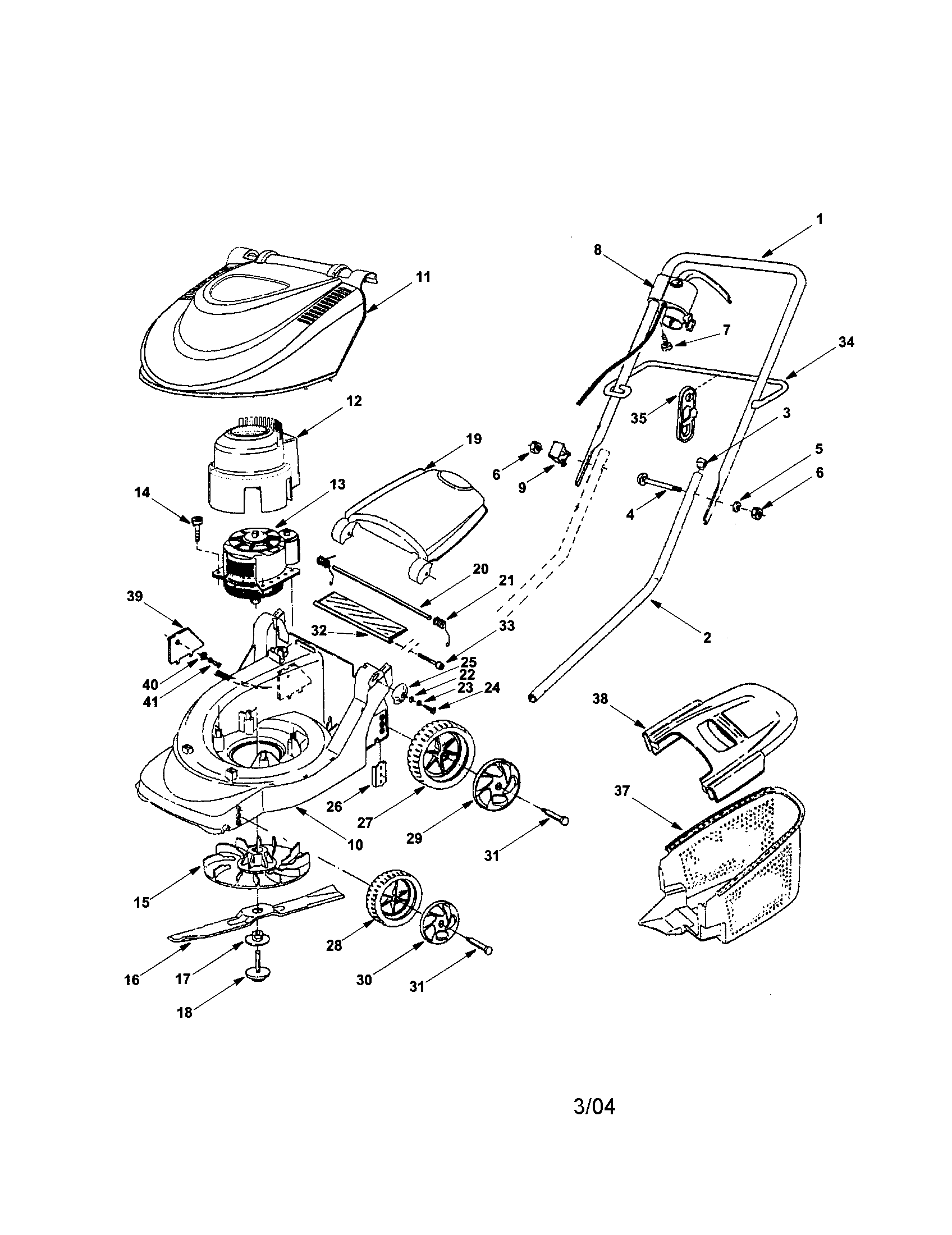 Bolens model 136 walk behind lawnmower, gas genuine parts