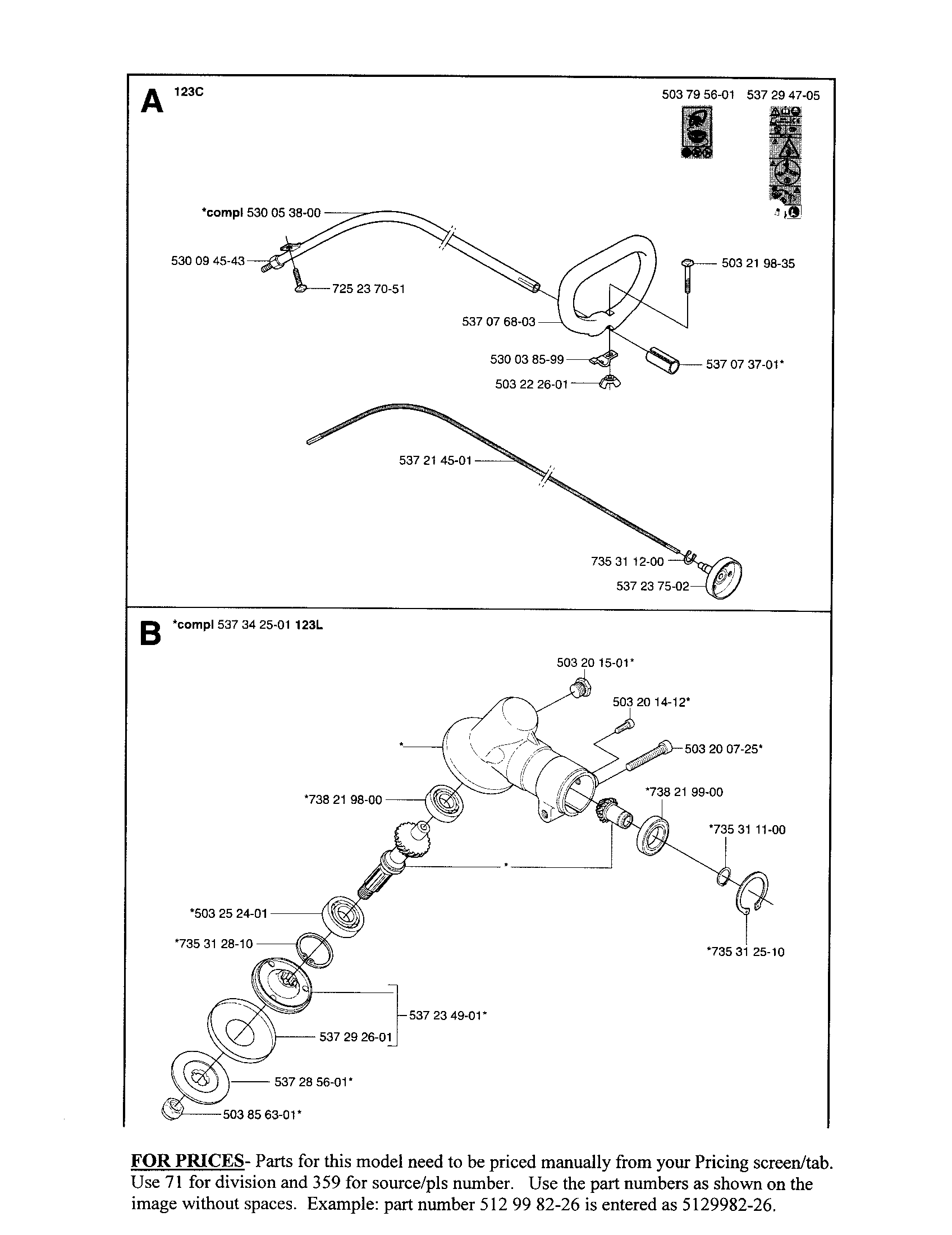Husqvarna model 123LD line trimmers/weedwackers, gas genuine parts