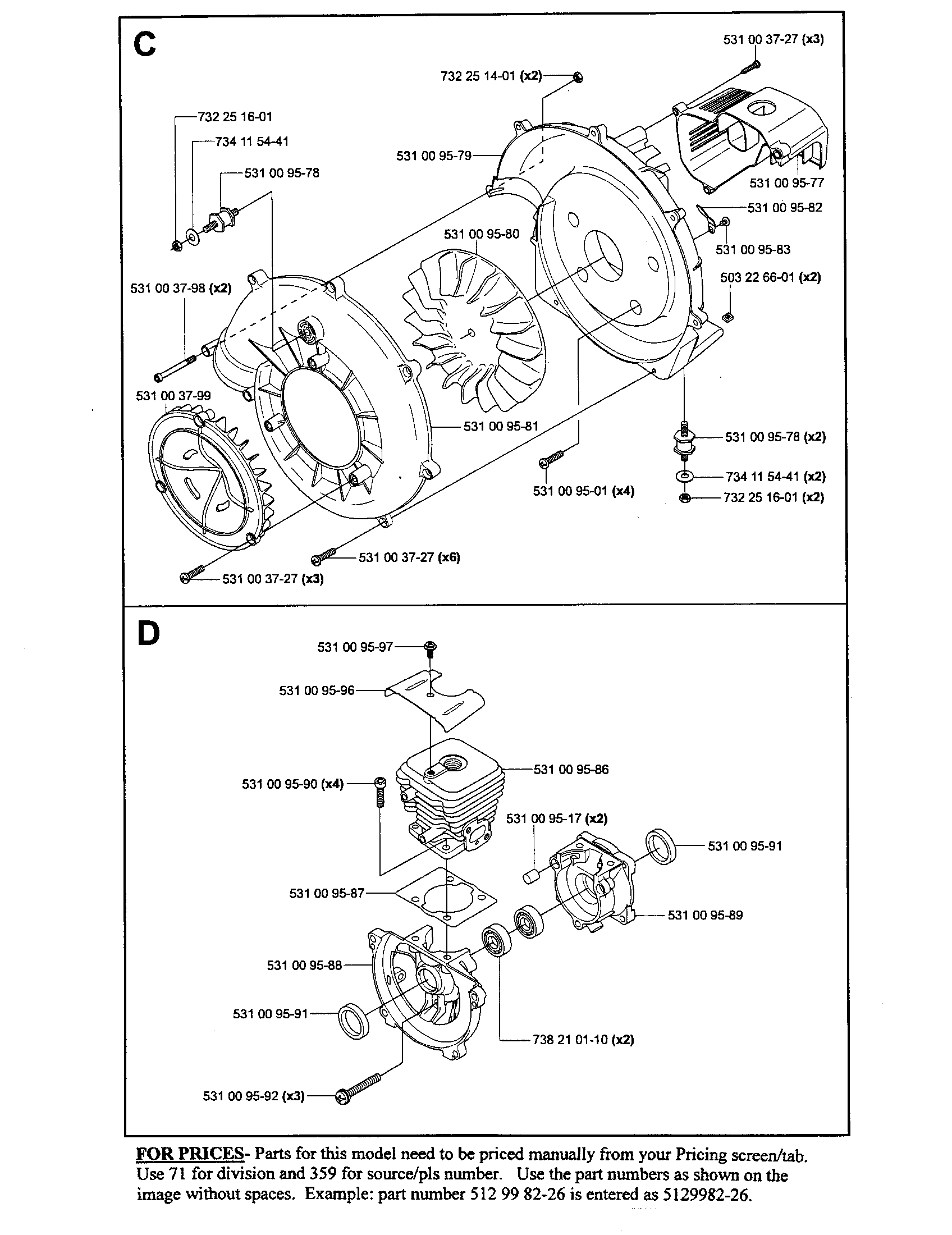Husqvarna model TJ027D-AC55 blower, gas genuine parts