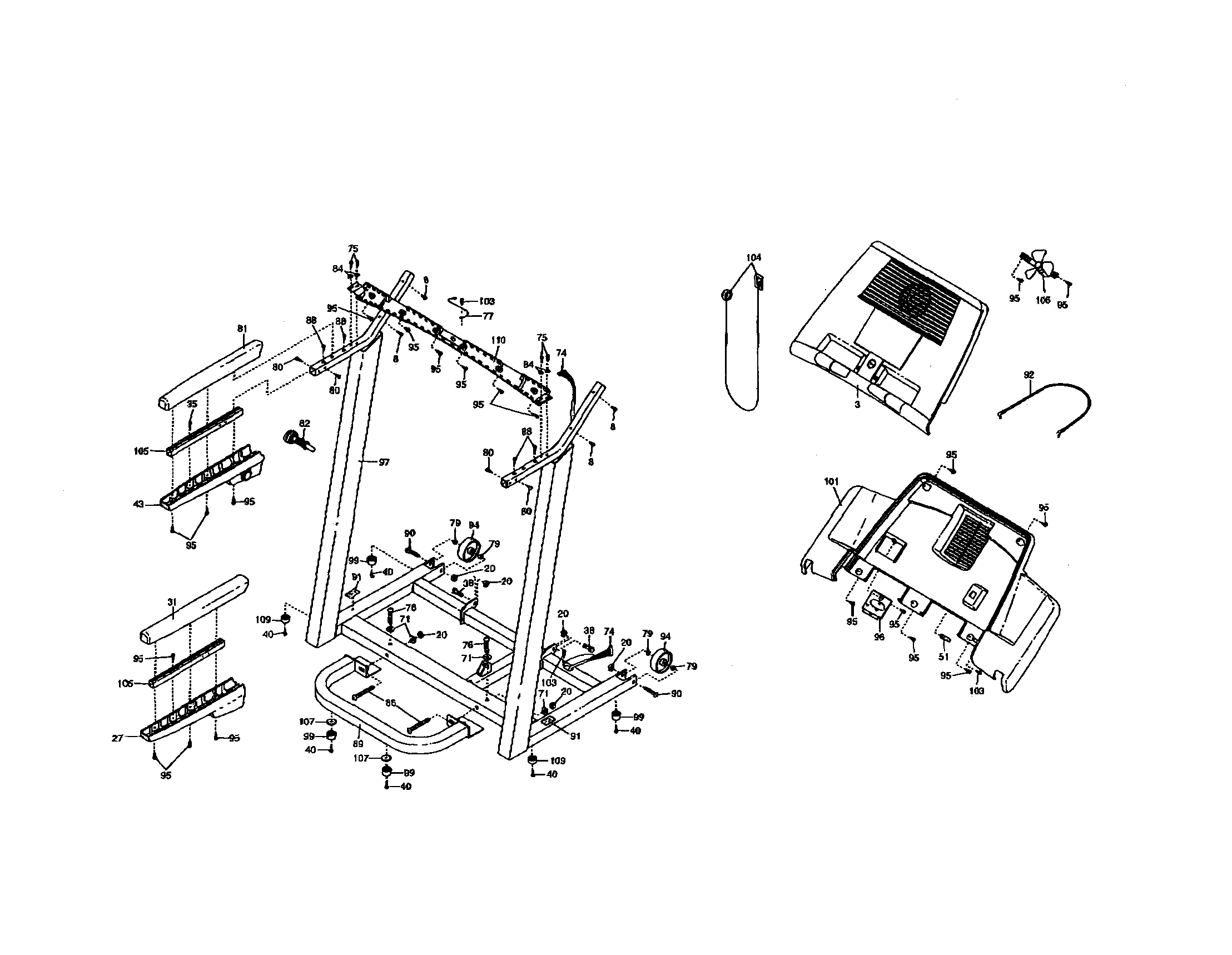 Proform model 831296050 treadmill genuine parts