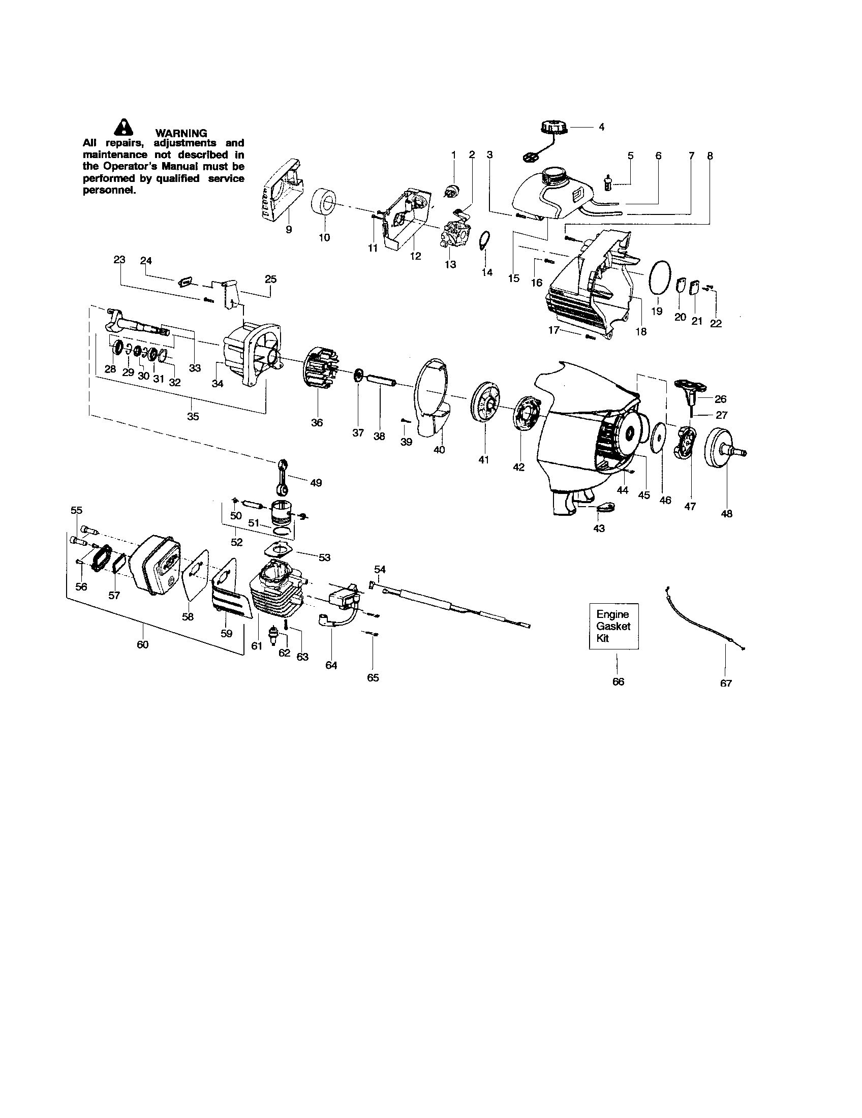 Poulan Model Pp446et Pruner Genuine Parts Cylinder Cran