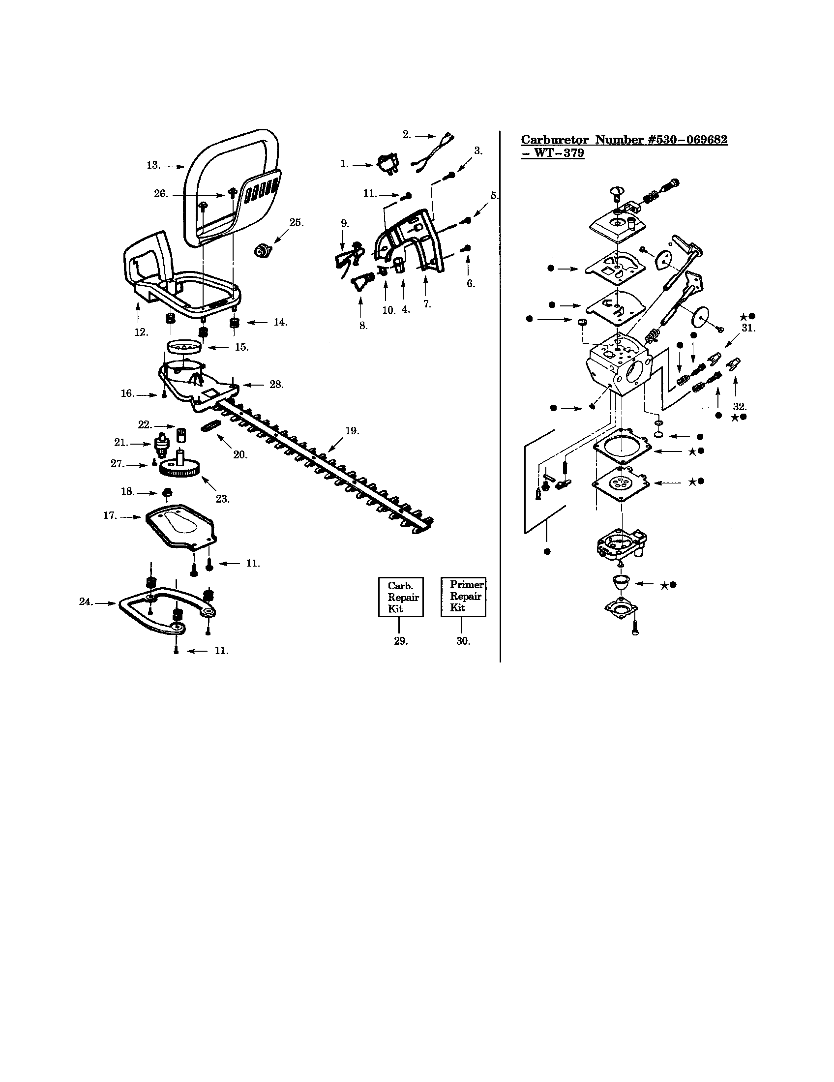 Craftsman Model 358795630 Hedge Trimmer Gas Genuine Parts Handle Blade