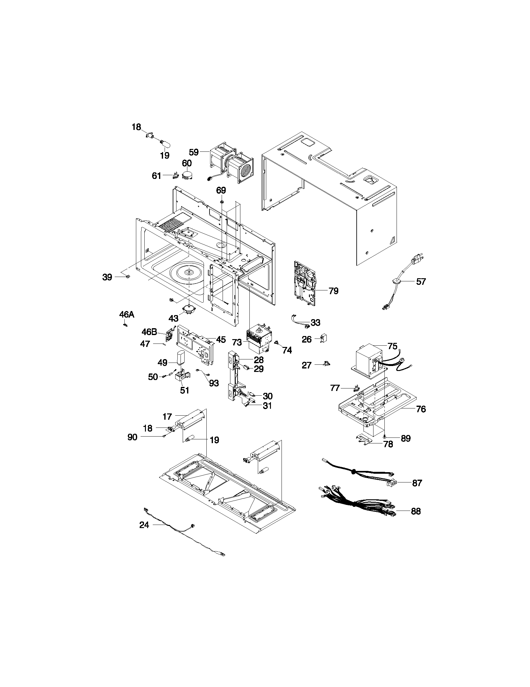 Frigidaire model FMV145KS2 countertop microwave genuine parts